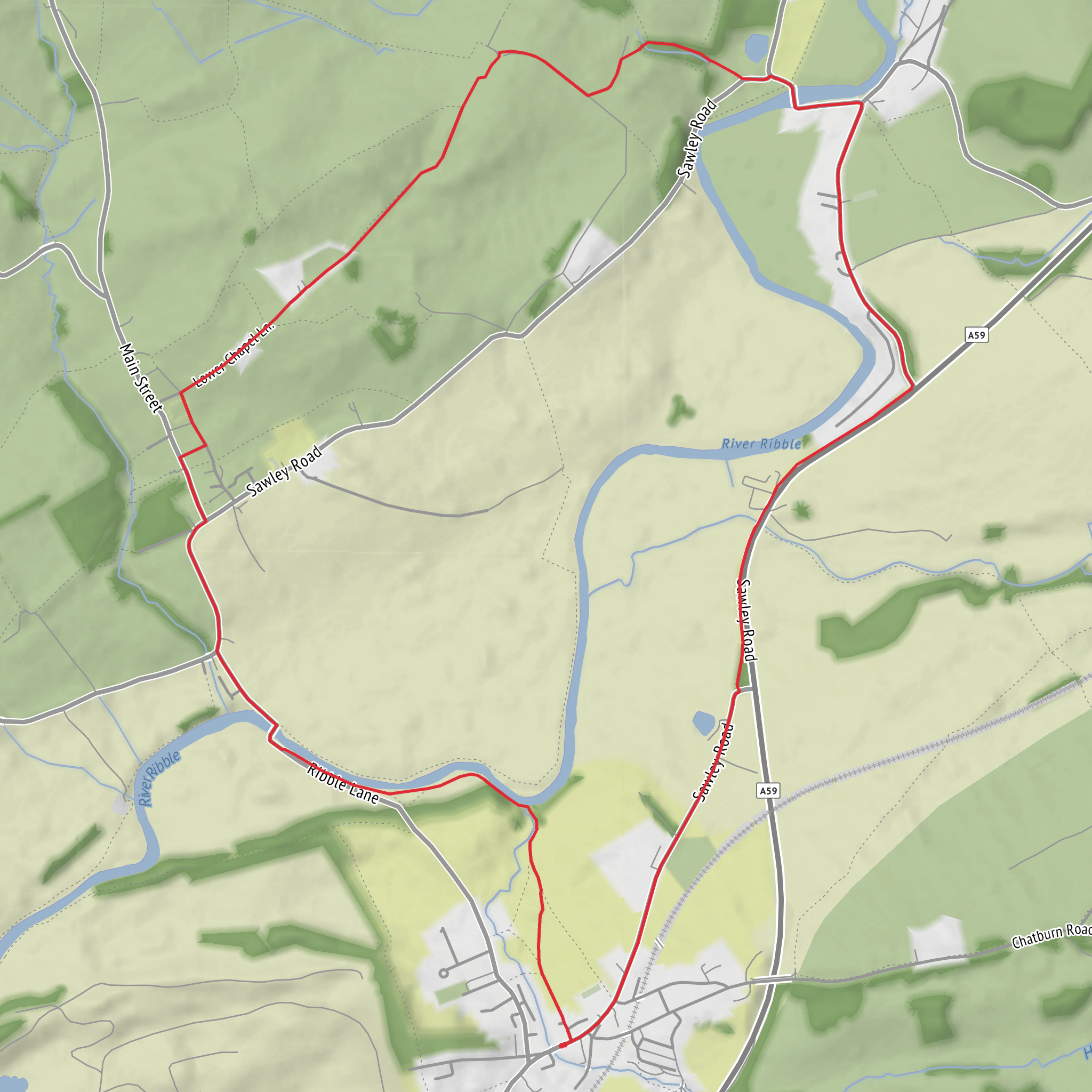 Catburn, Grindleton and Sawley Loop mobile static map