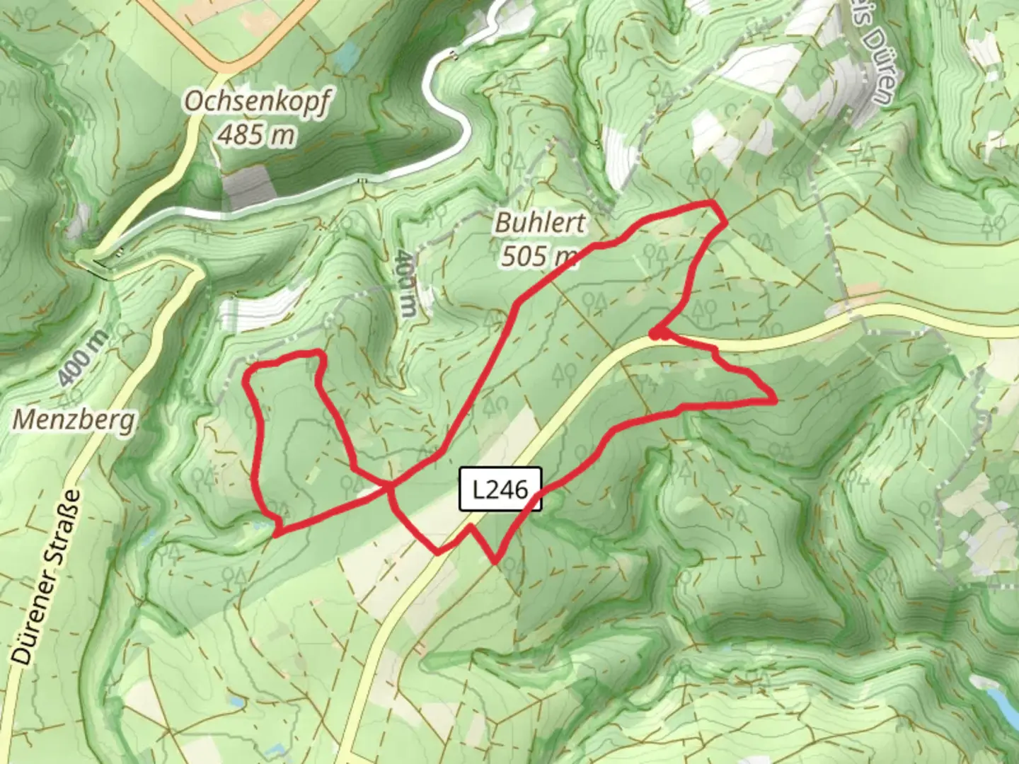 An image depicting the trail Bunkerweg Loop and its surrounding area.