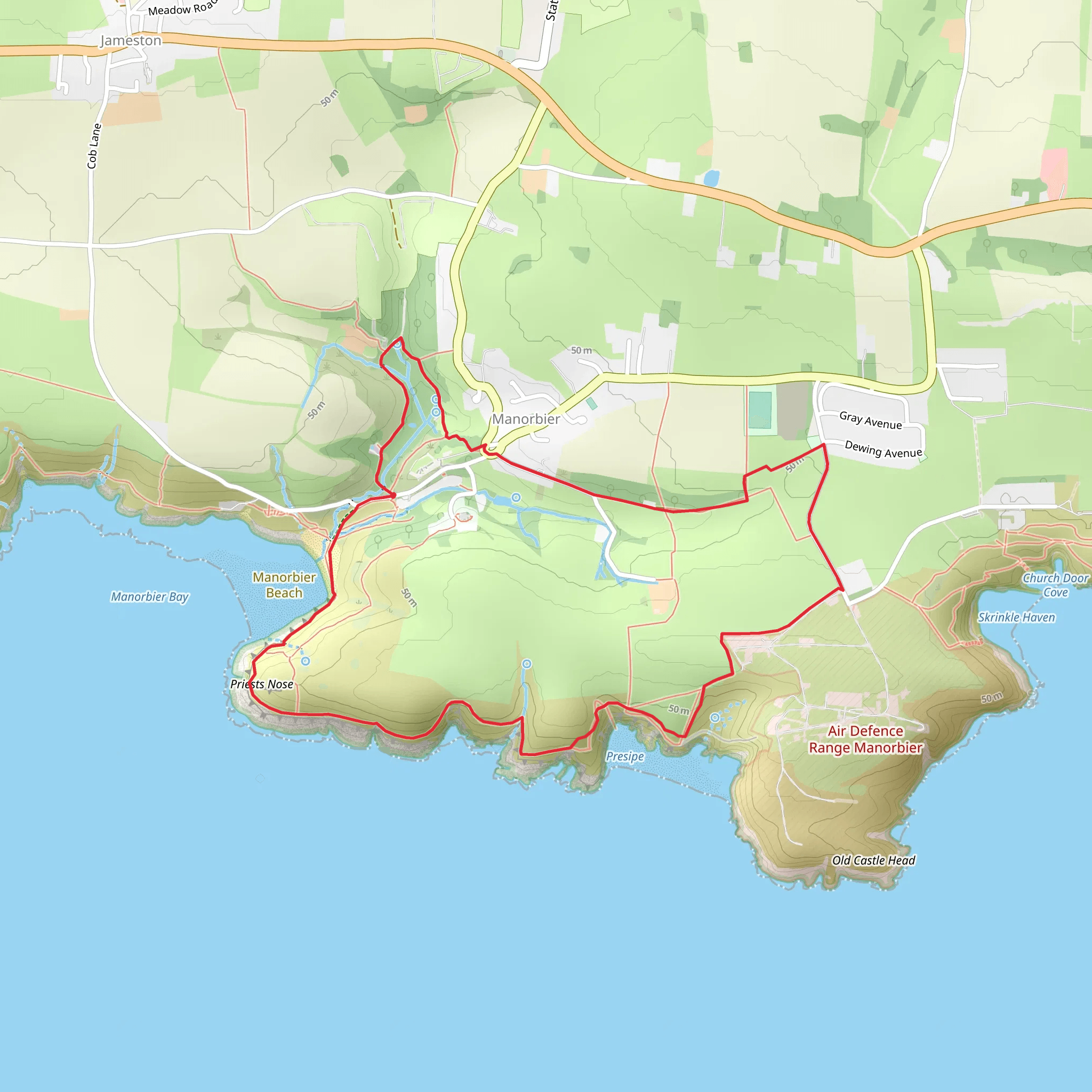 Manorbier Path mobile static map