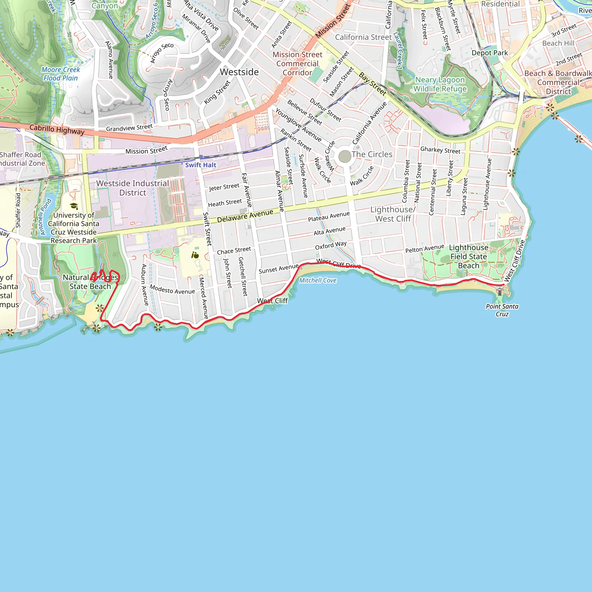 West Cliff Walk mobile static map