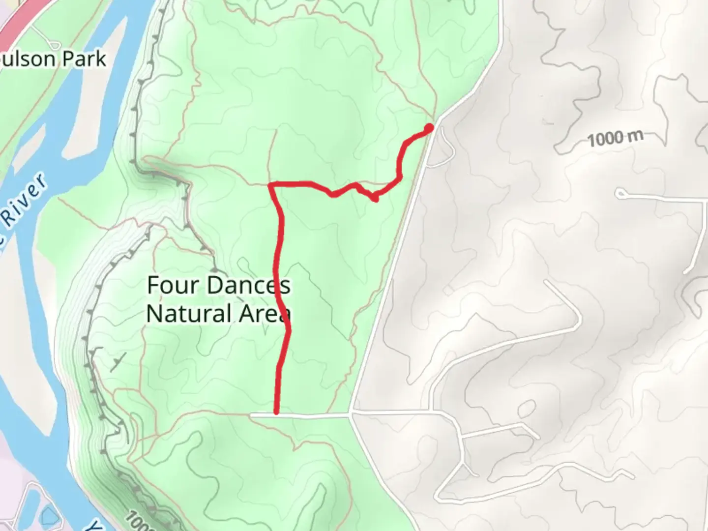An image depicting the trail Four Dances Natural Area Walk and its surrounding area.