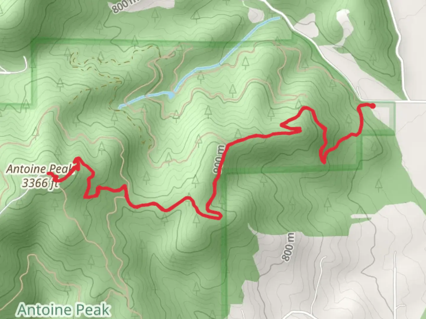 An image depicting the trail Antoine Peak via Canfield Gulch and its surrounding area.