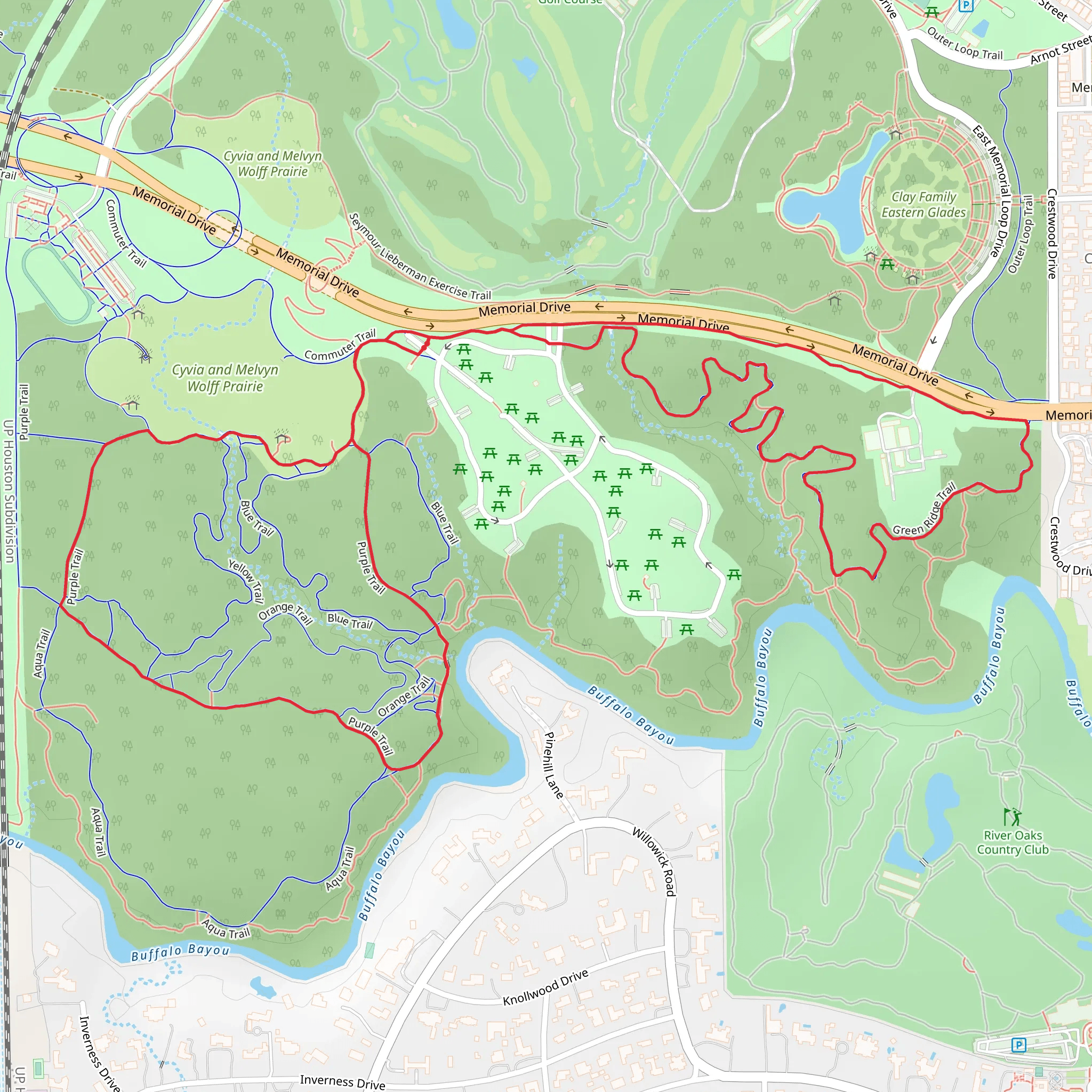 Green Ridge and Purple Loop Trail mobile static map