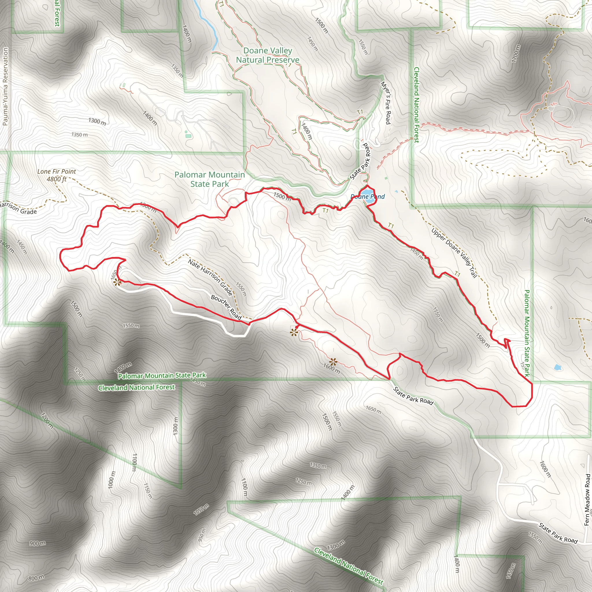 Boucher Hill, Doane Pond and Thunder Spring Loop Trail mobile static map