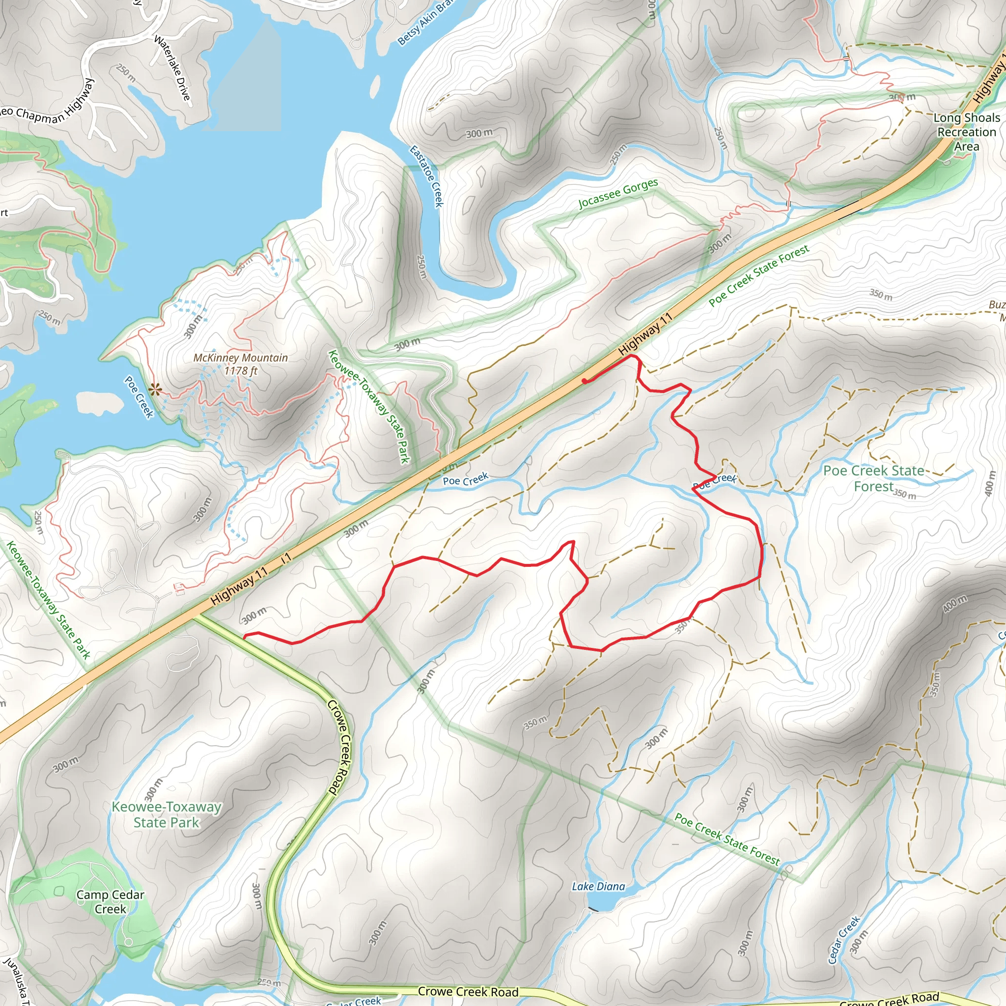 Cherokee Foothills Scenic Highway - Poe Creek mobile static map