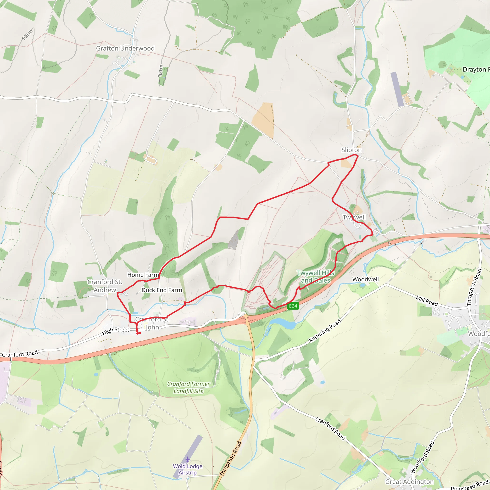 Twywell Plantation and Country Park Loop mobile static map