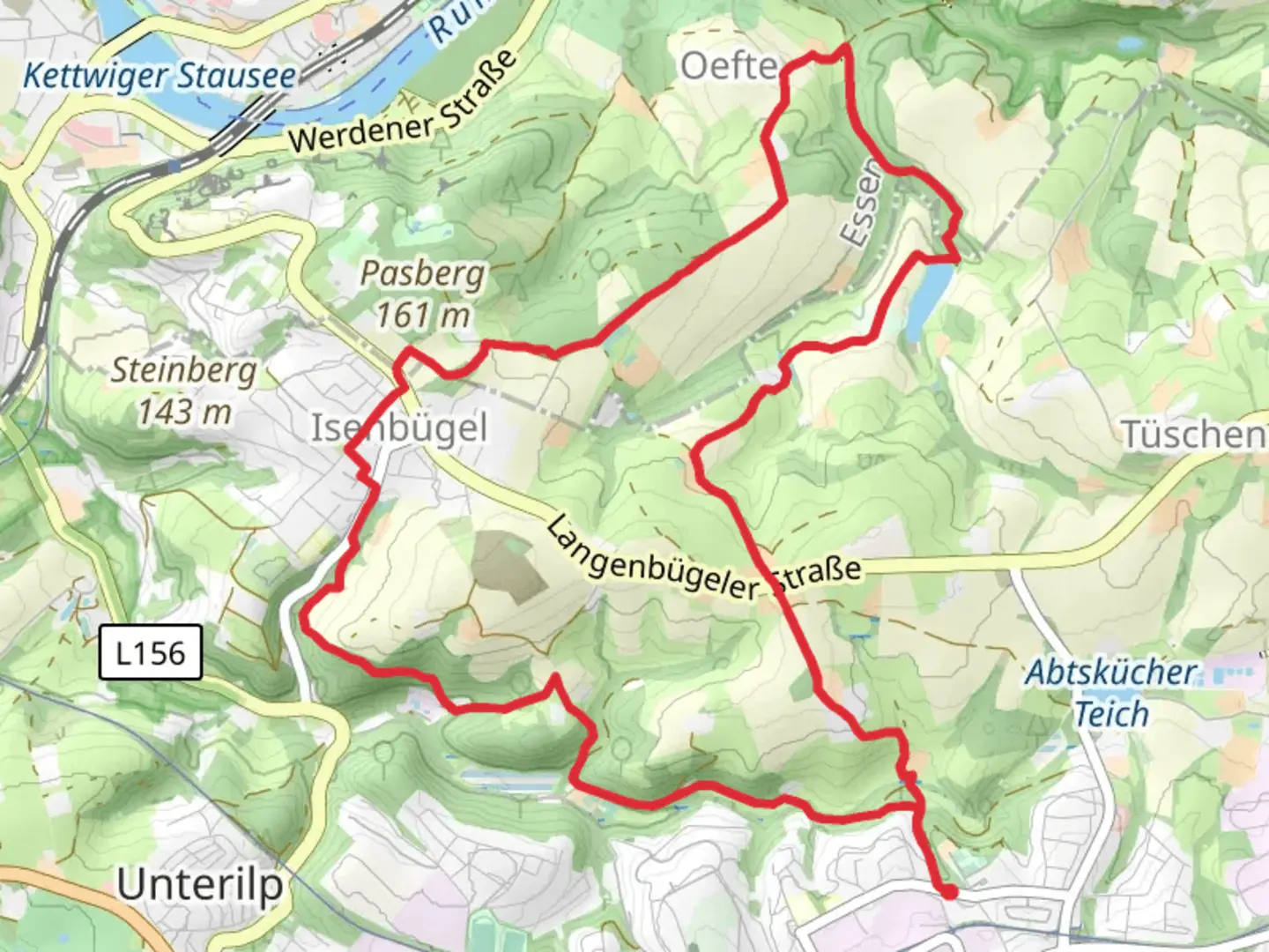 An image depicting the trail Weinberg and Roemersweg Loop and its surrounding area.