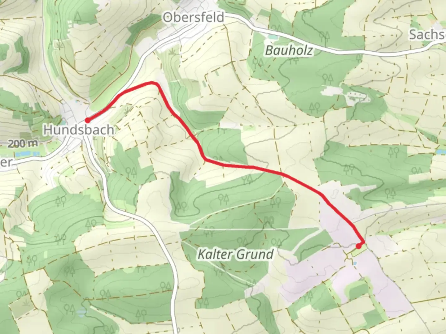 An image depicting the trail Hundsbach to Jugendzeltplatz Gut Erlasee Walk and its surrounding area.