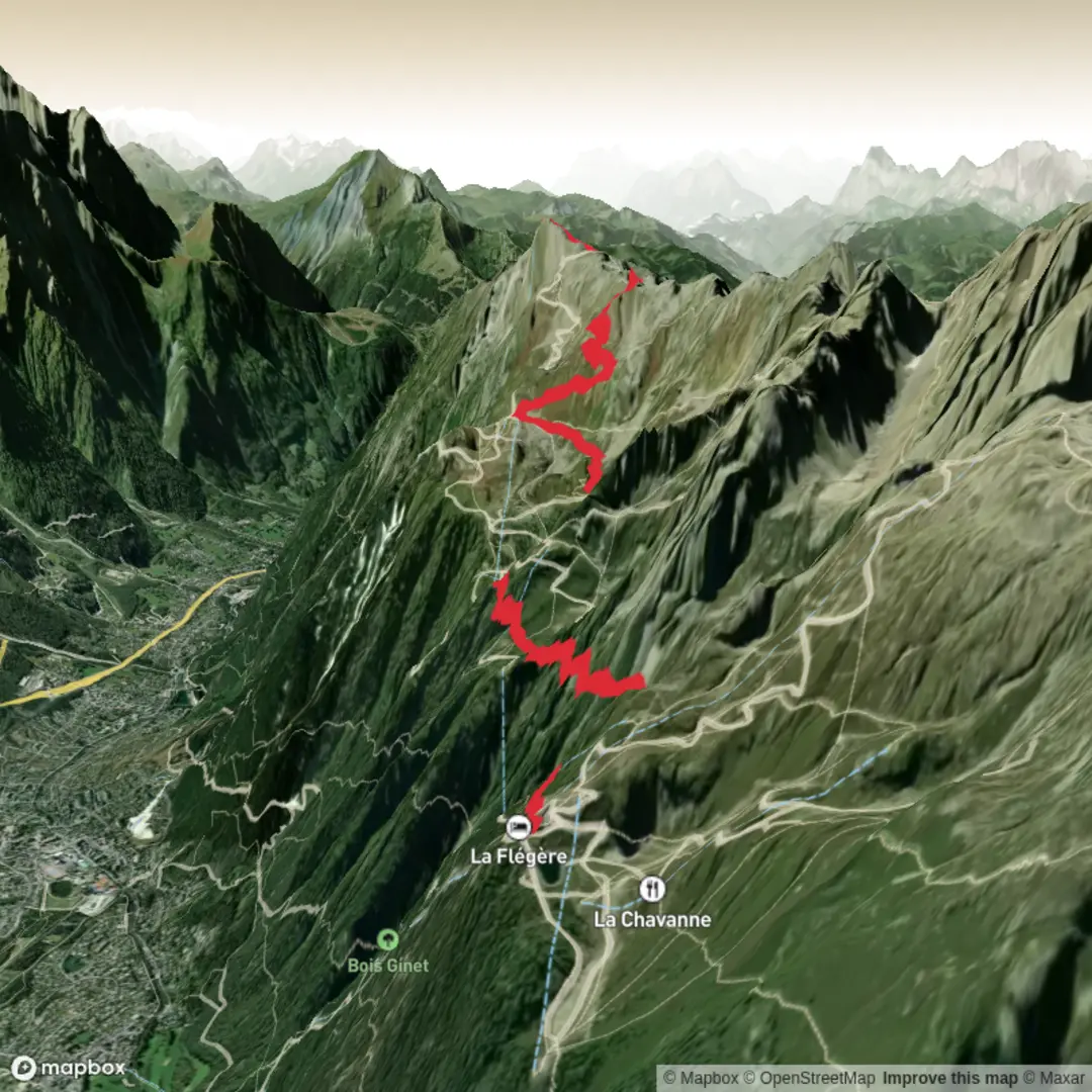 An image depicting the trail La Flégère - Brévent and its surrounding area.