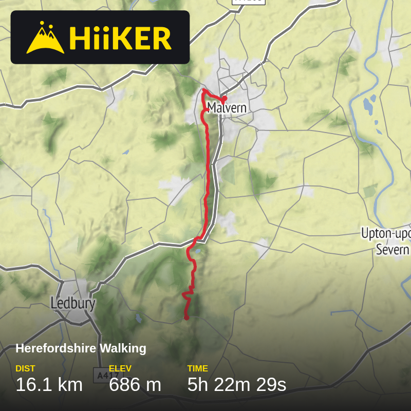 A map preview of the recording Herefordshire Walking.