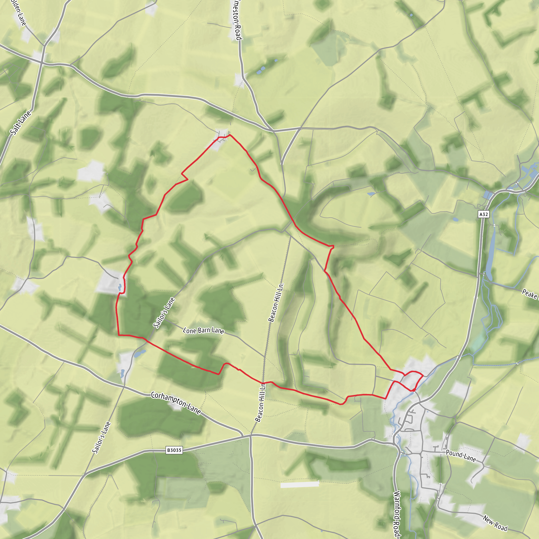 Beacon Hill, Preshaw Wood and Betty Mundy's Bottom Loop mobile static map