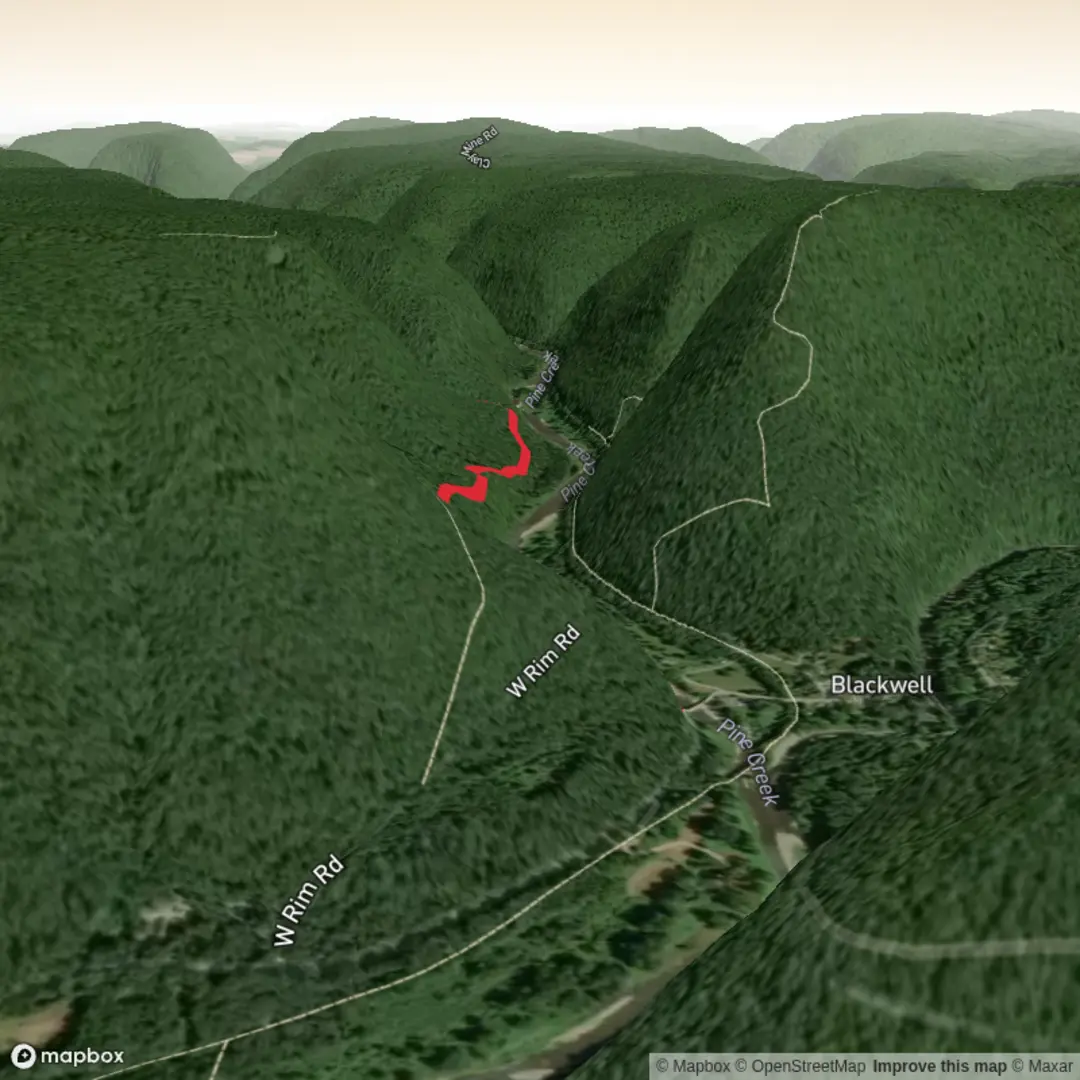 An image depicting the trail Jerrys Run Falls, Bohen Run Falls and its surrounding area.