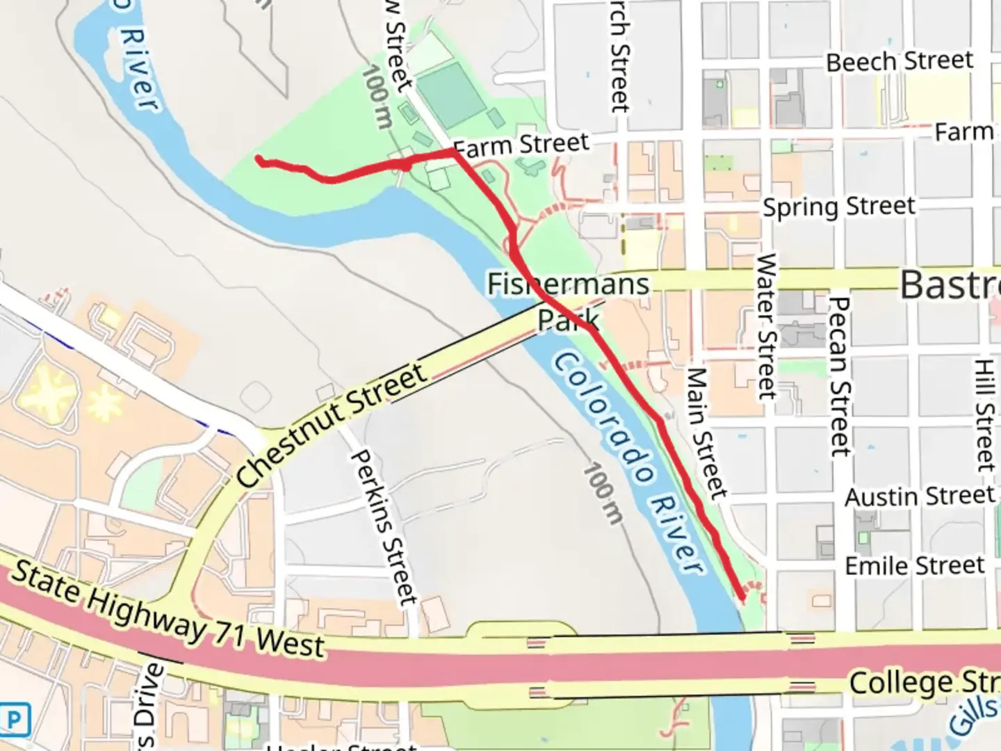 An image depicting the trail Walk along Colorado River from Fishermans Park and its surrounding area.