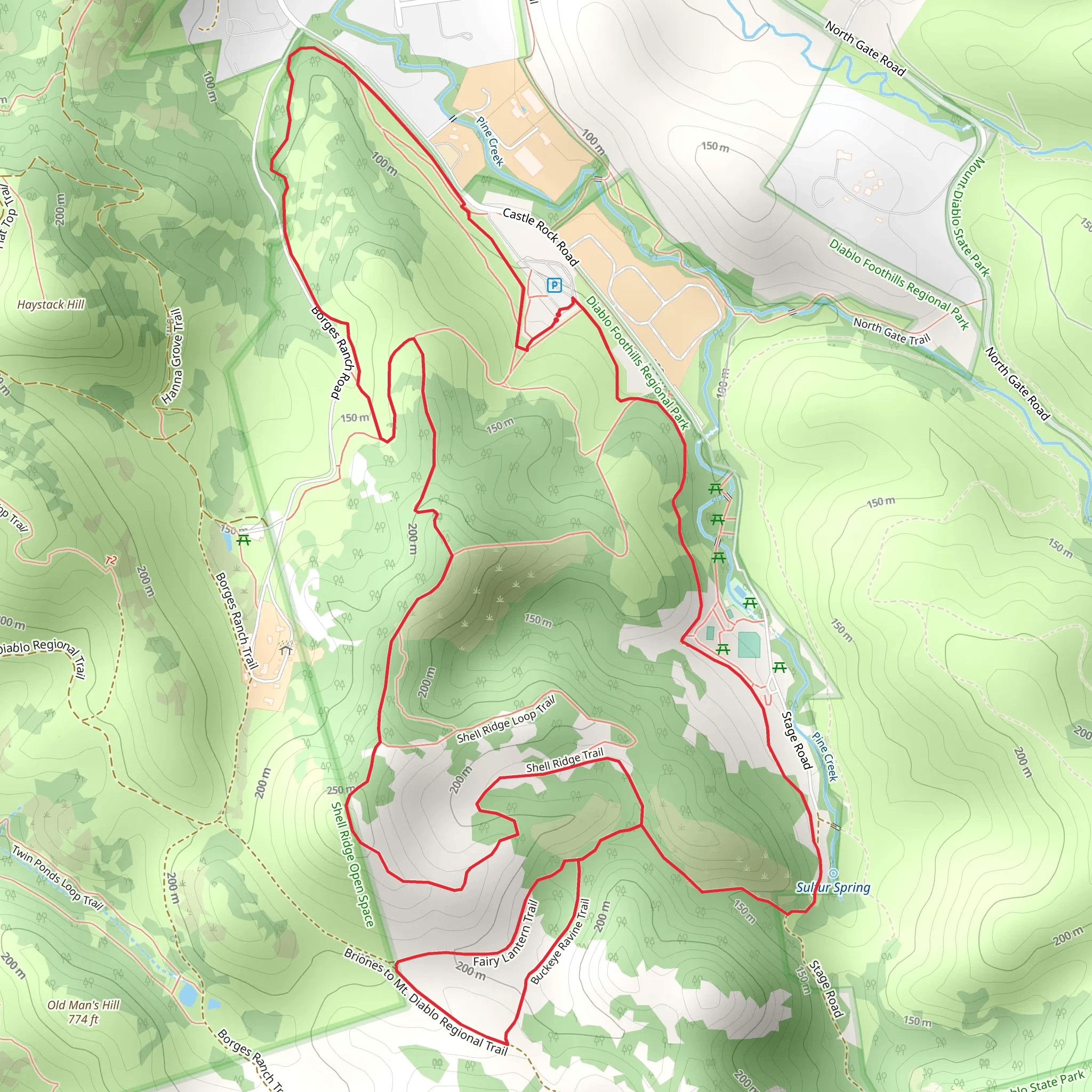 Shell Ridge Trail and Buckeye Ravine Trail Loop mobile static map