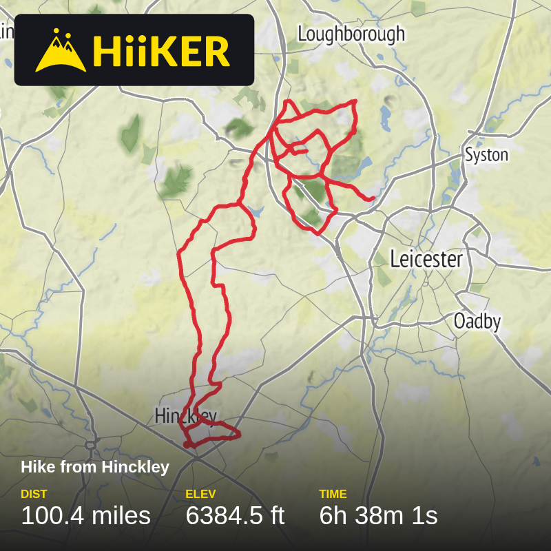 A map preview of the recording Hike from Hinckley.