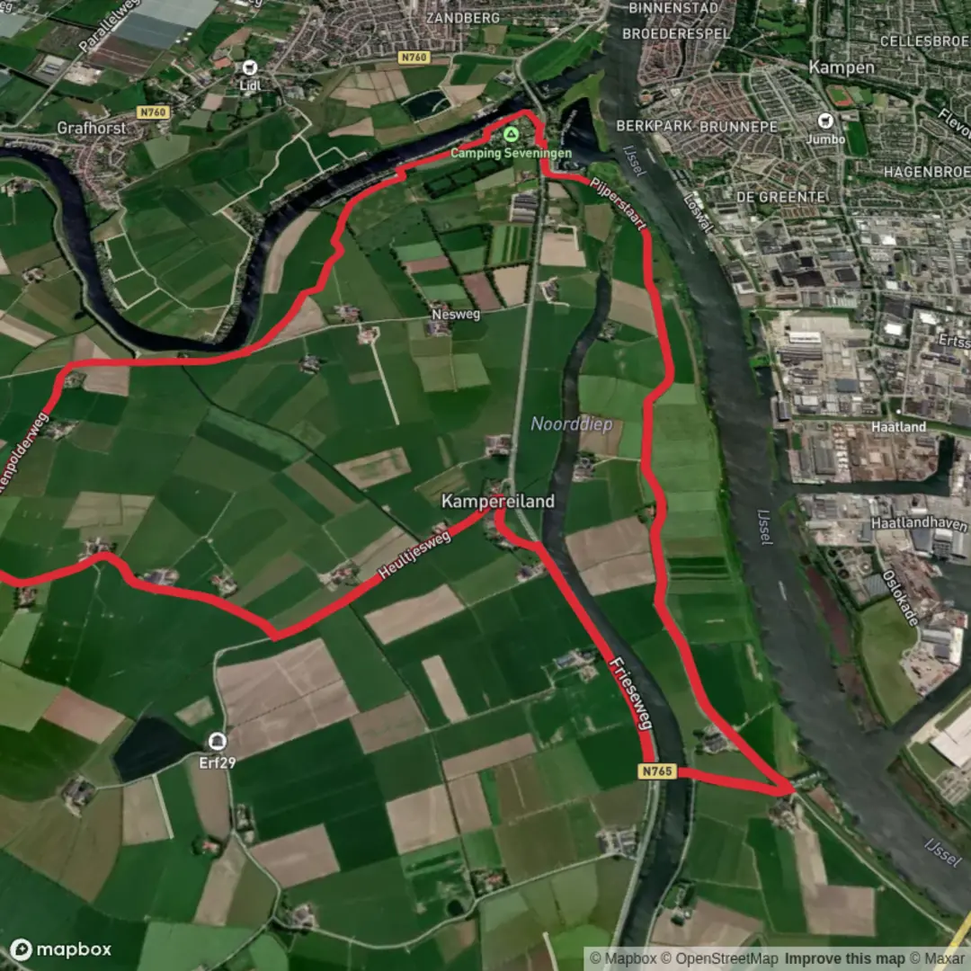 An image depicting the trail Heultjes Weg and Pijperstaart Loop and its surrounding area.
