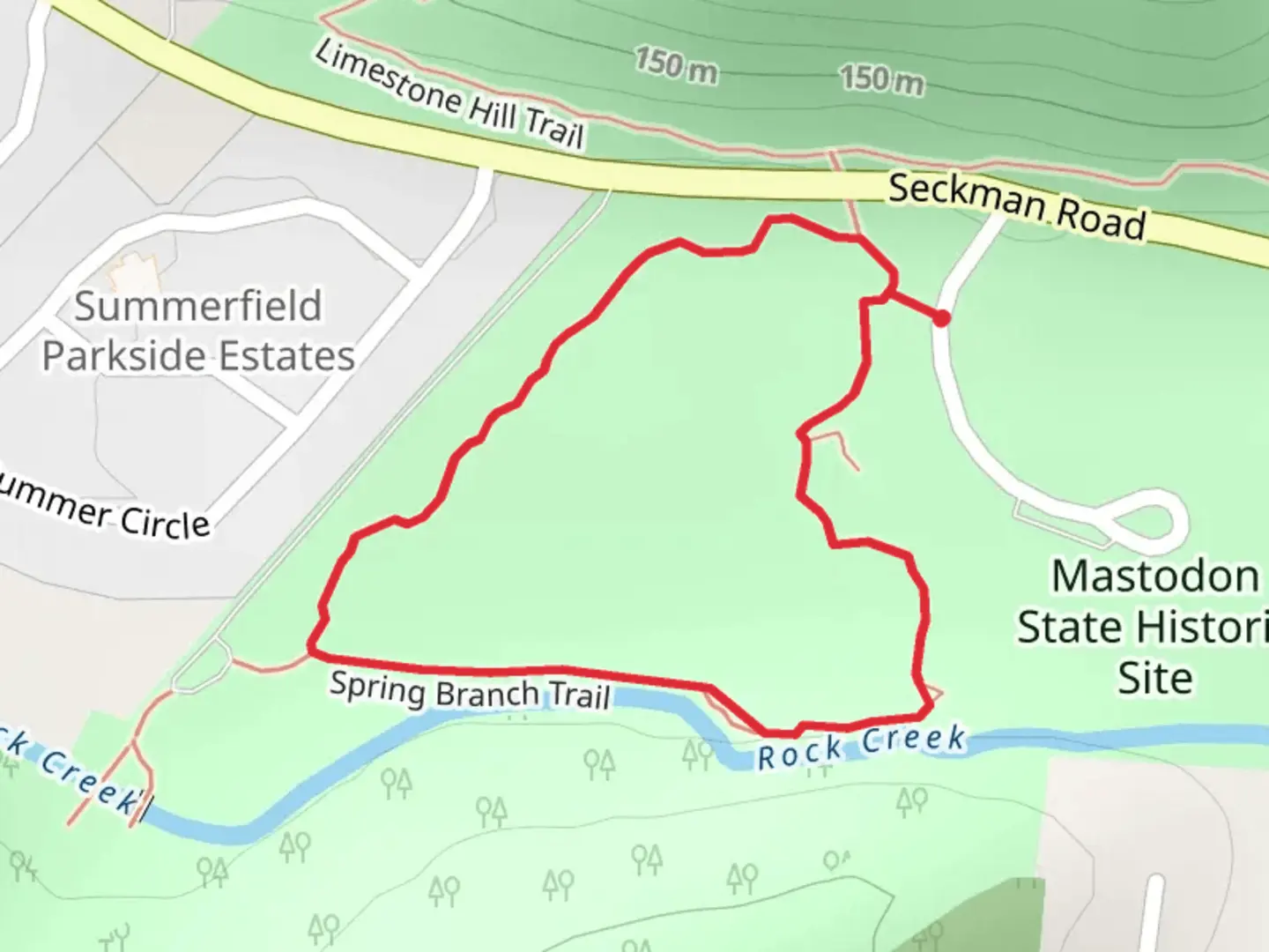 An image depicting the trail Spring Branch Loop Trail and its surrounding area.