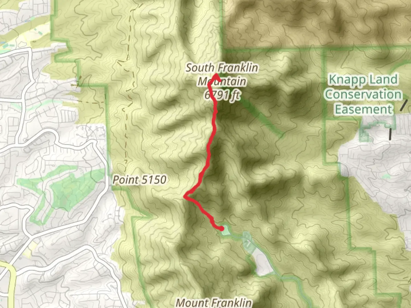 An image depicting the trail South Franklin Mountain via Ron Coleman Trail and its surrounding area.