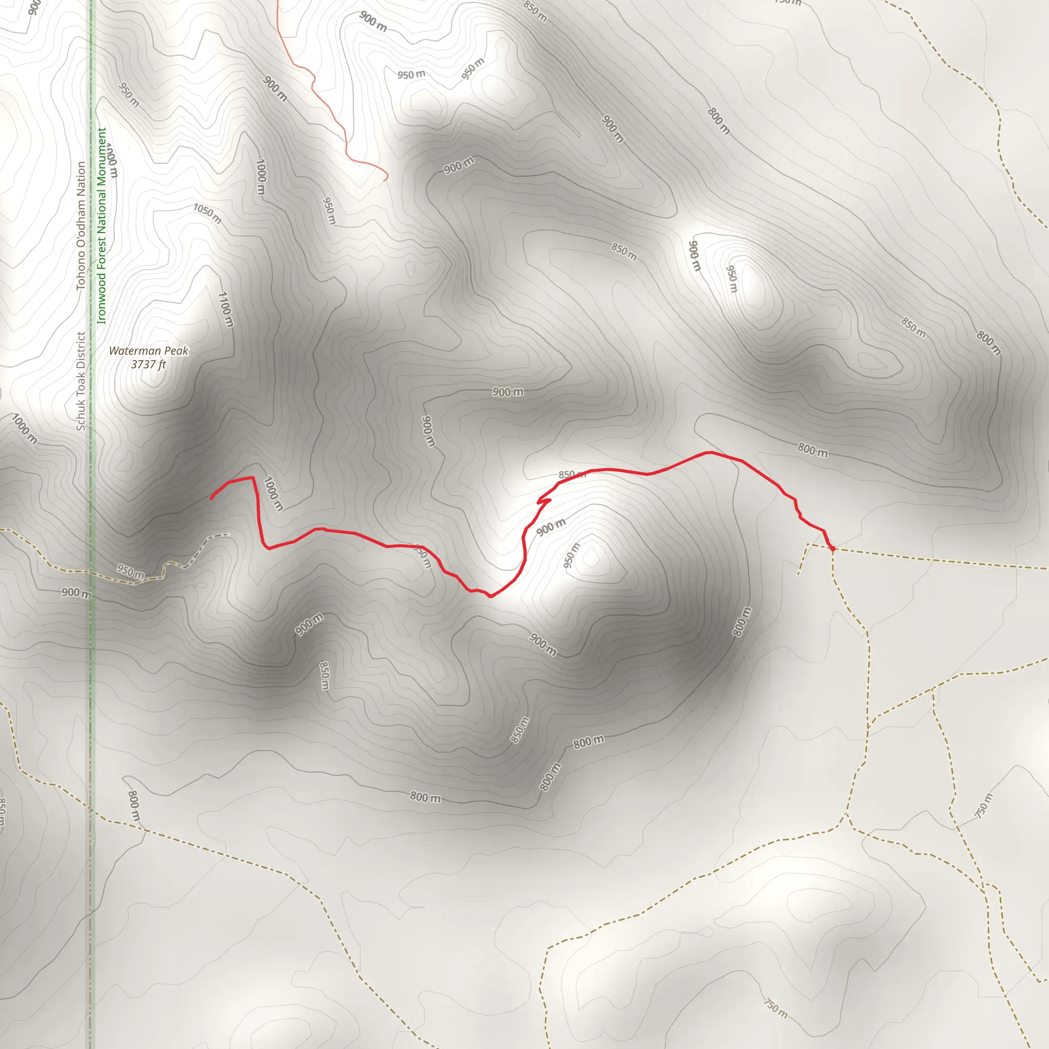 Walk to Waterman Peak mobile static map
