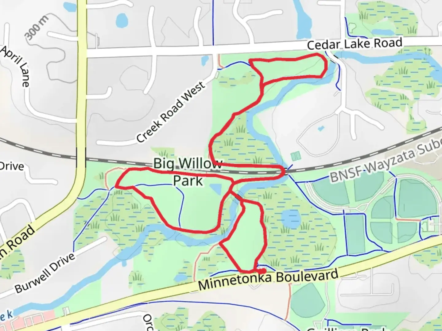An image depicting the trail Minnetonka Loop Trail and its surrounding area.