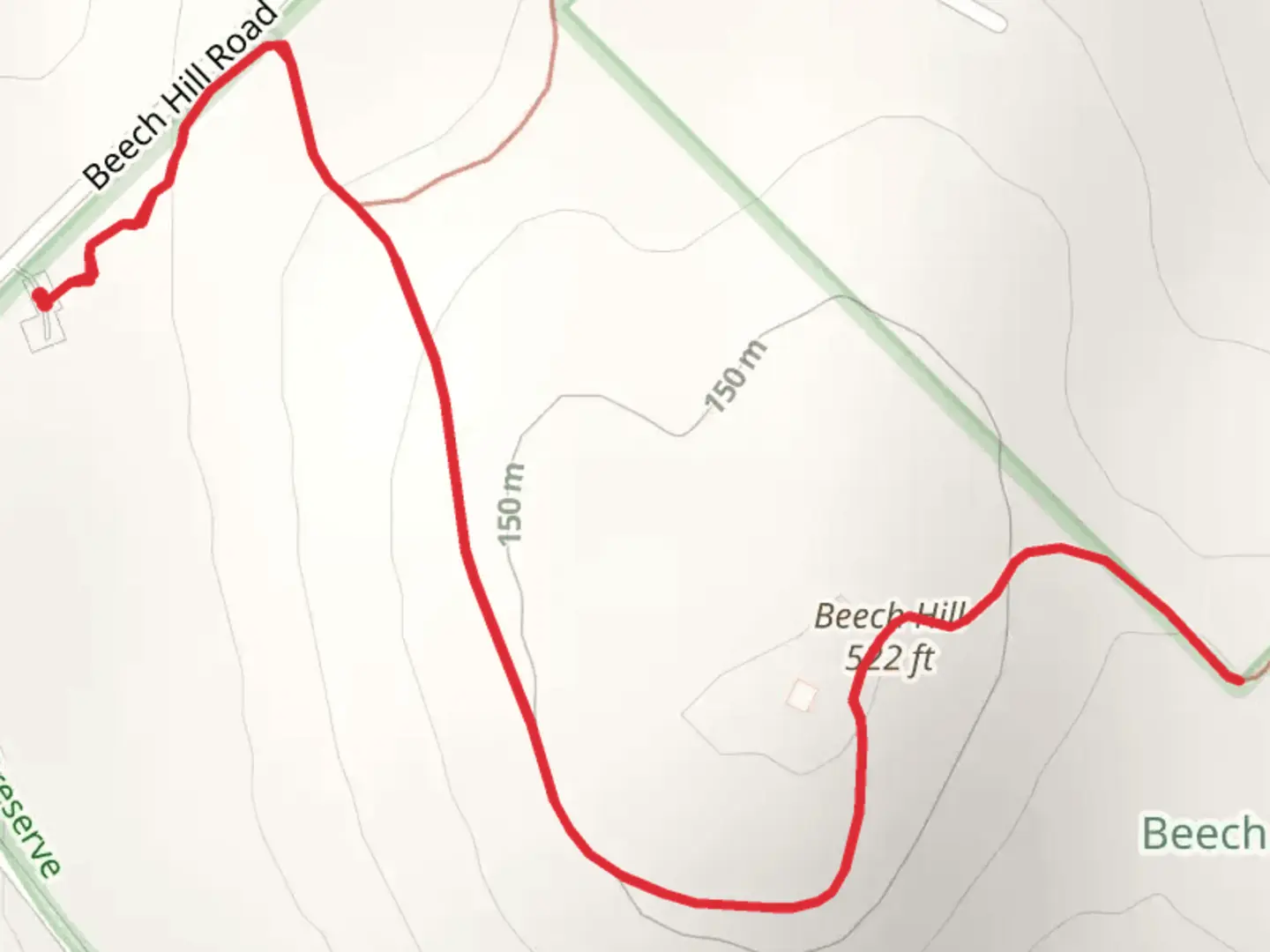 An image depicting the trail Beech Hill Out and Back and its surrounding area.