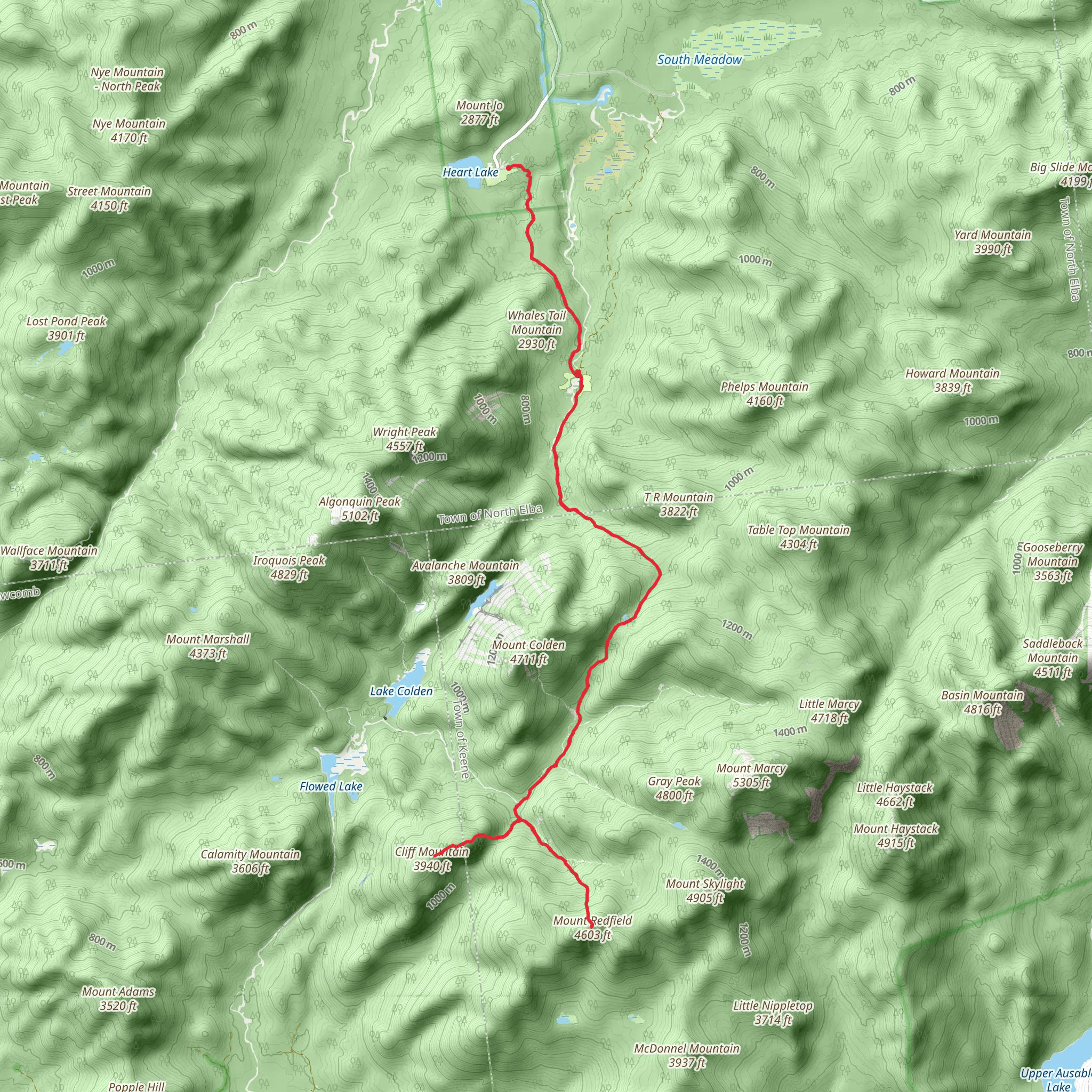 Cliff Mountain and Mount Redfield via Avalanche Pass Trail mobile static map