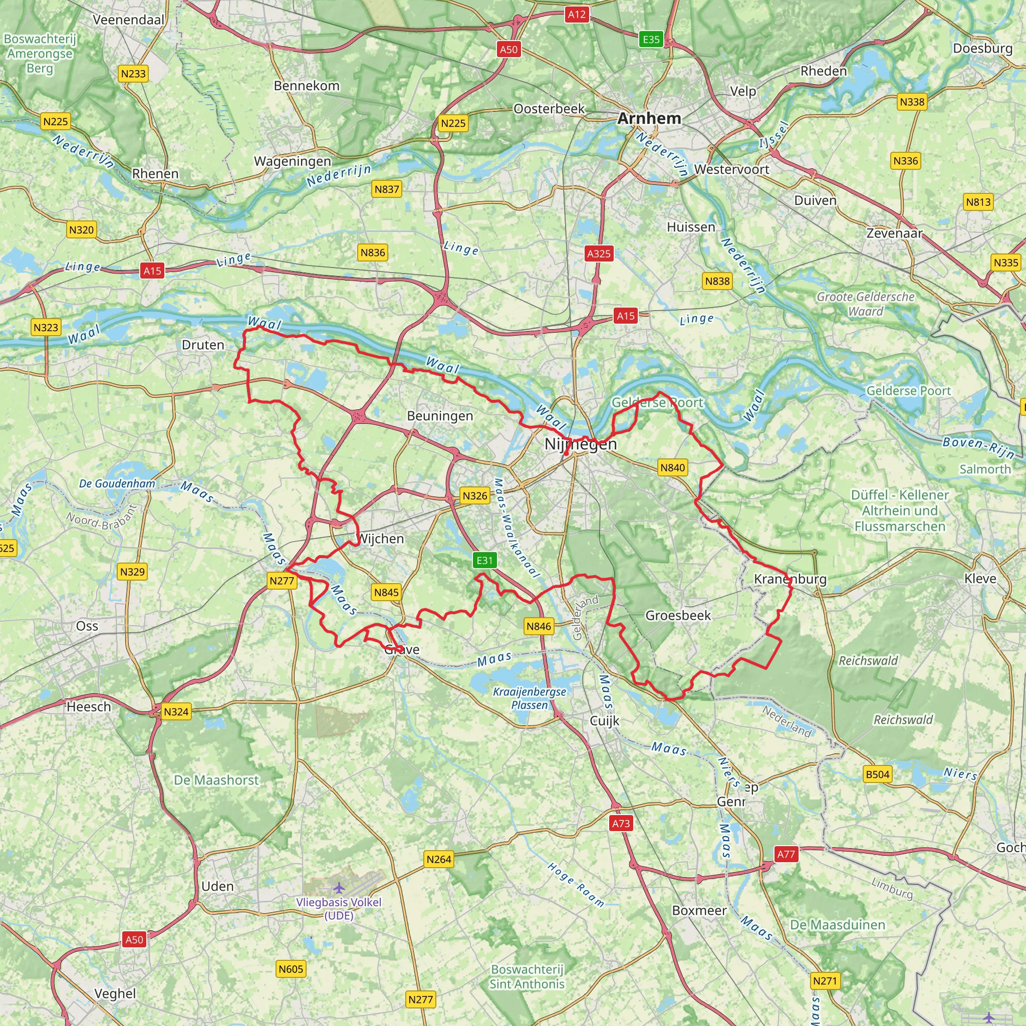 Streekpad Nijmegen mobile static map