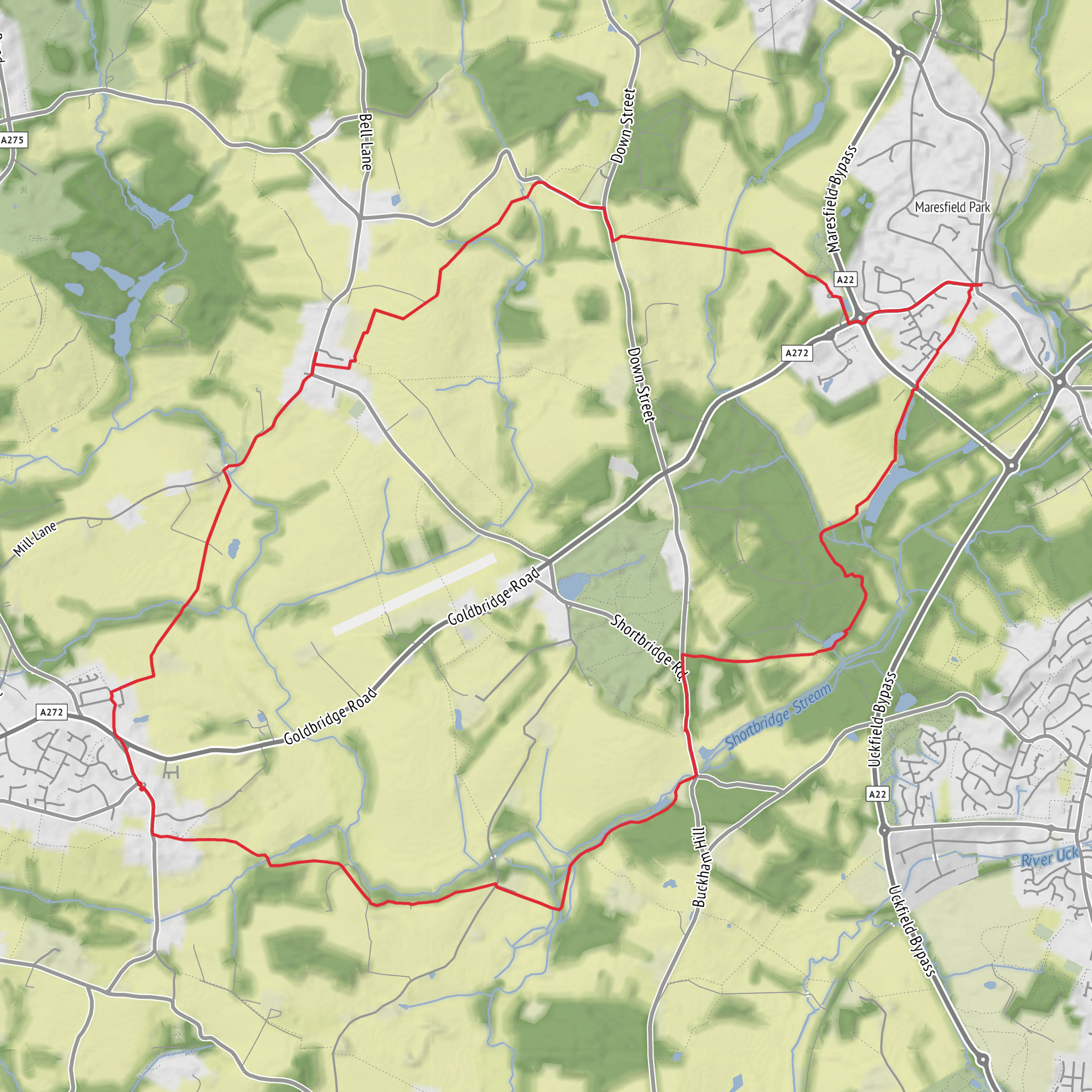 The Crown to The Peacock, The Chequers, The Griffin, The Bull and The Oak Loop mobile static map