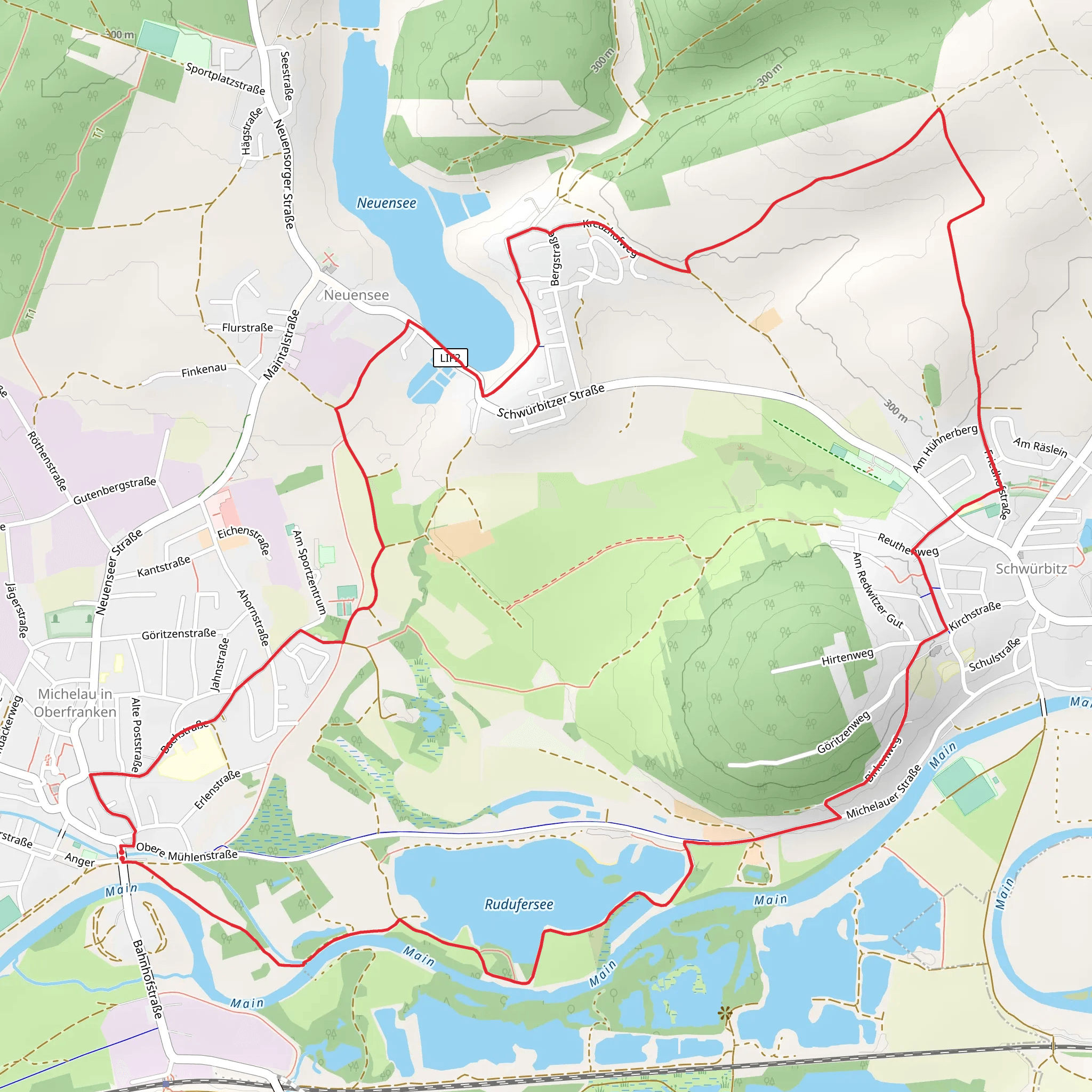 Rudufersee and Neuensee via Goeritzenrundweg mobile static map