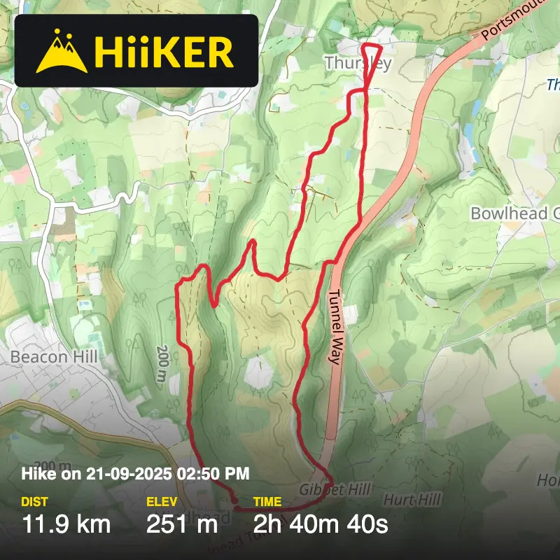 A map preview of the recording Hike on 21-09-2025 02:50 PM.