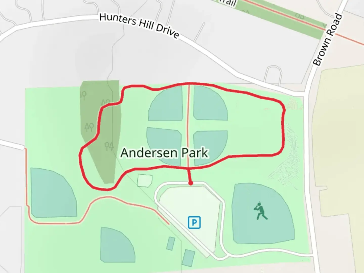 An image depicting the trail Andersen Park Loop and its surrounding area.