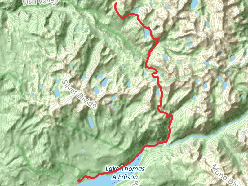 Purple Lake and Lake Virginia via High Sierra Pack Station Trail