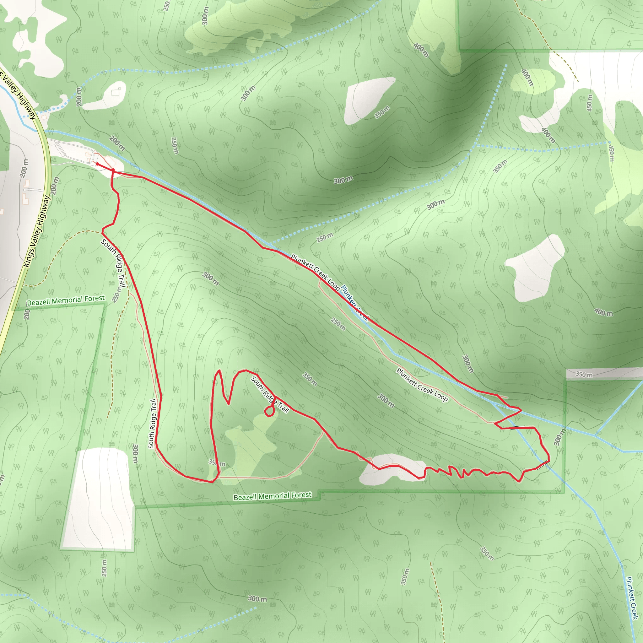Plunkett Creek - South Ridge Loop Trail mobile static map