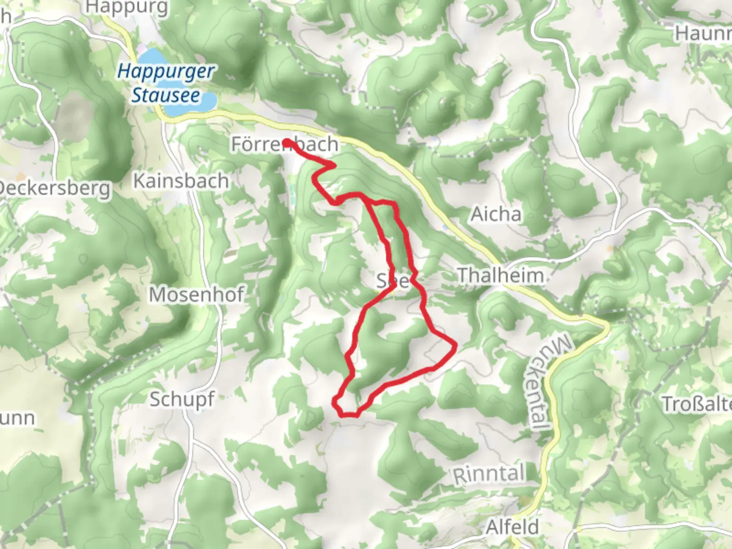 An image depicting the trail Happurg Circle and its surrounding area.