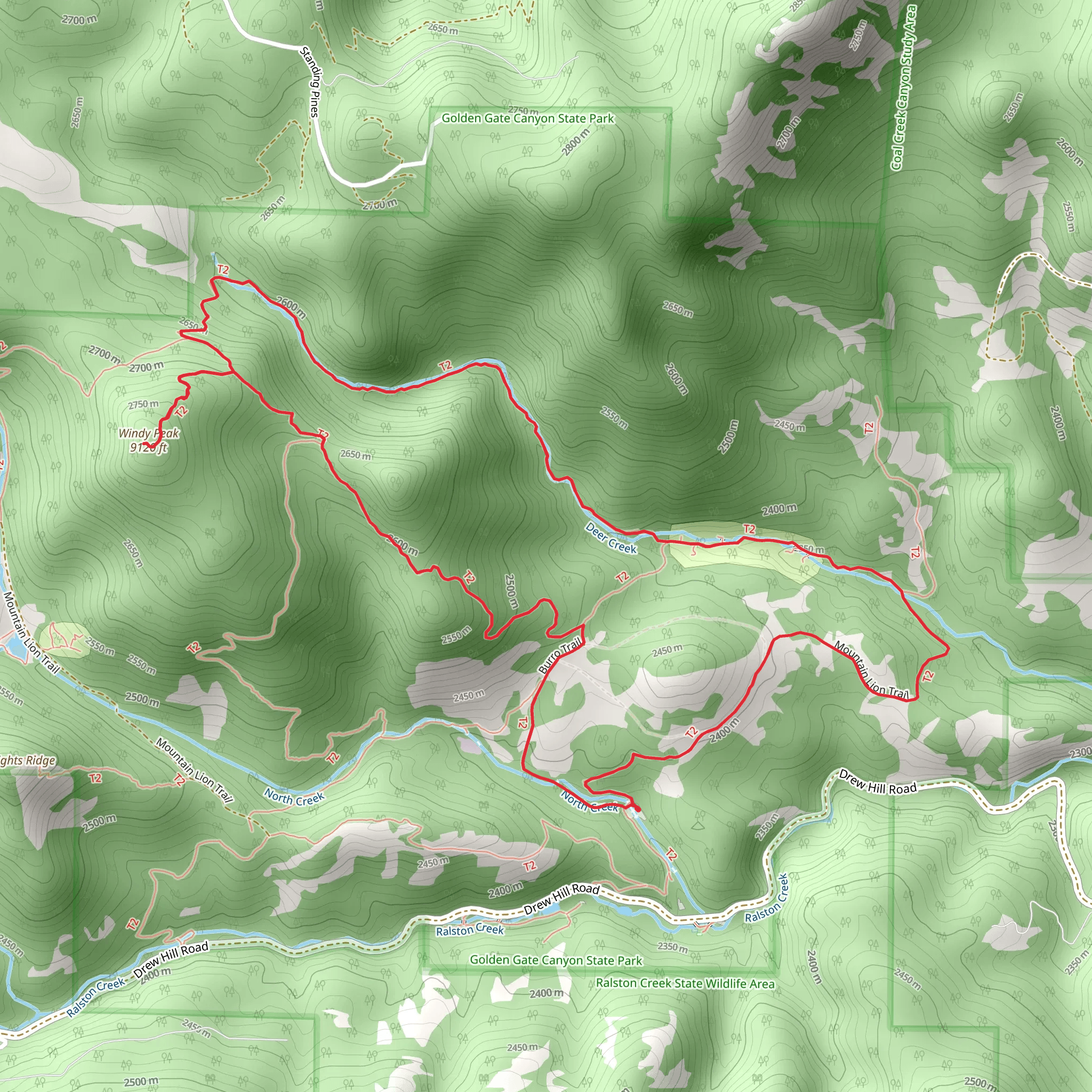 Windy Peak Loop mobile static map