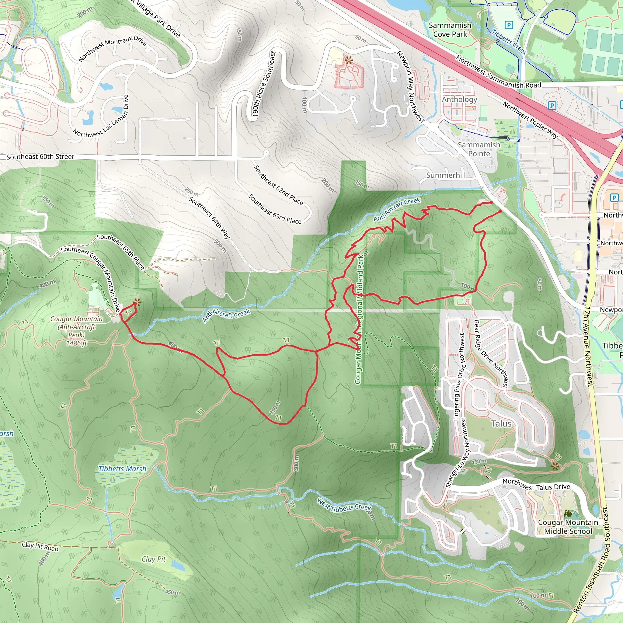 Big Tree Ridge Trail, Shangri La Trail and Military Ridge Trail mobile static map