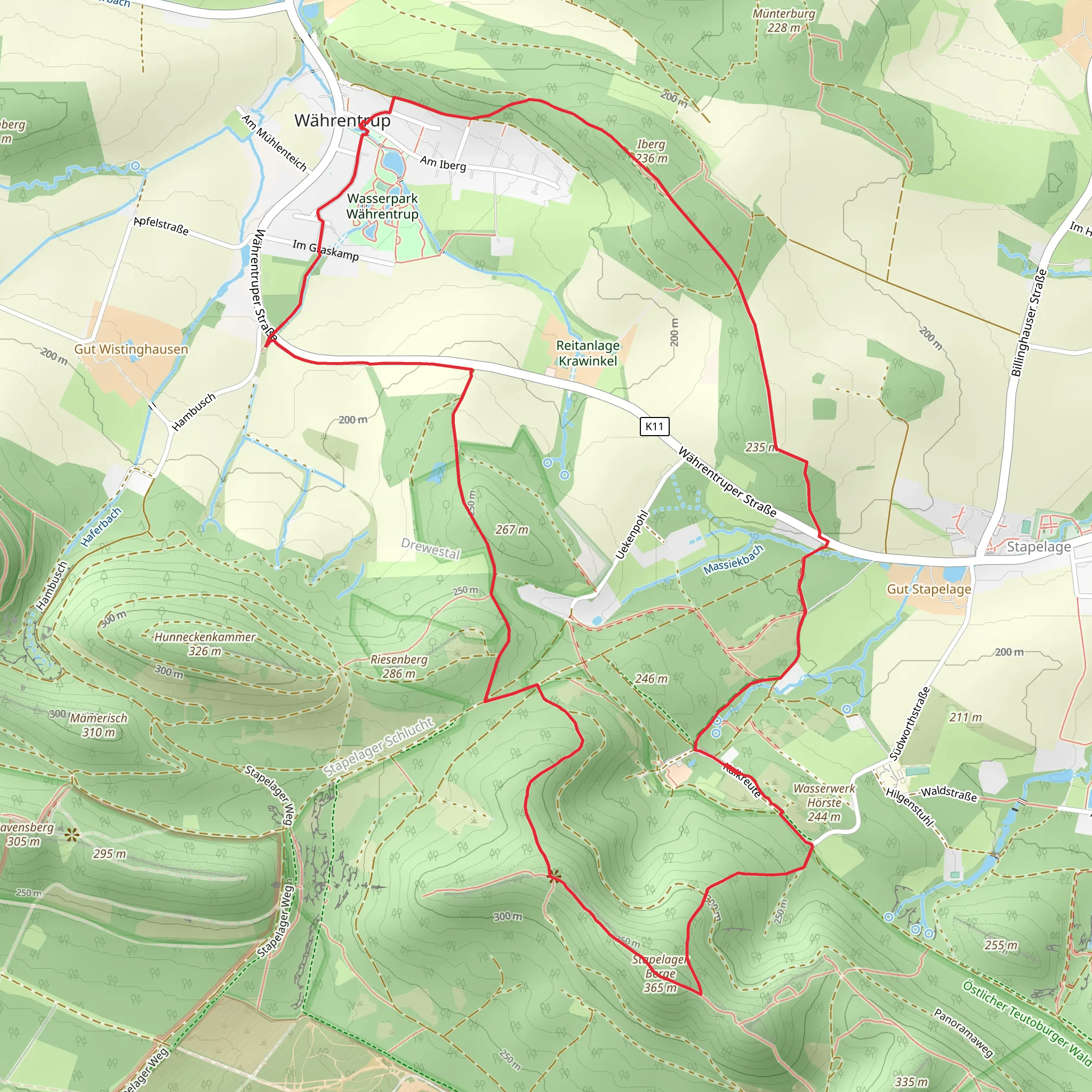 Währentrup and Stapelager Berge Loop mobile static map