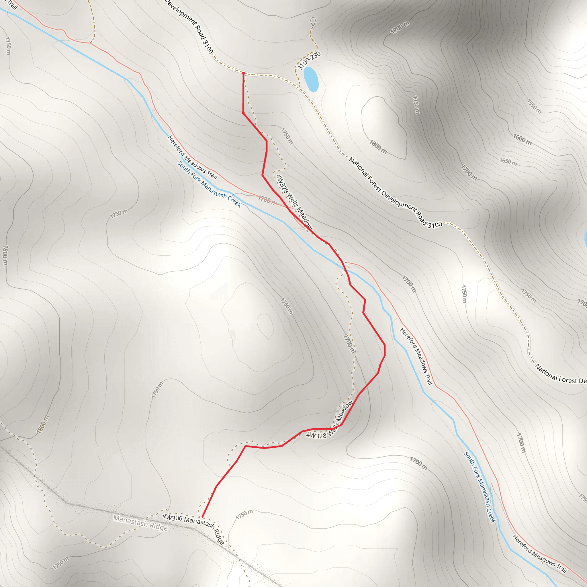 Wells Meadow Trail mobile static map