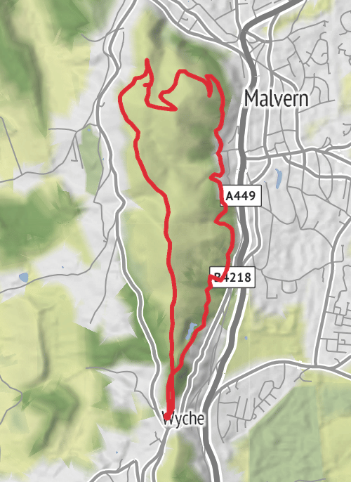 Hike from Great Malvern mobile static map