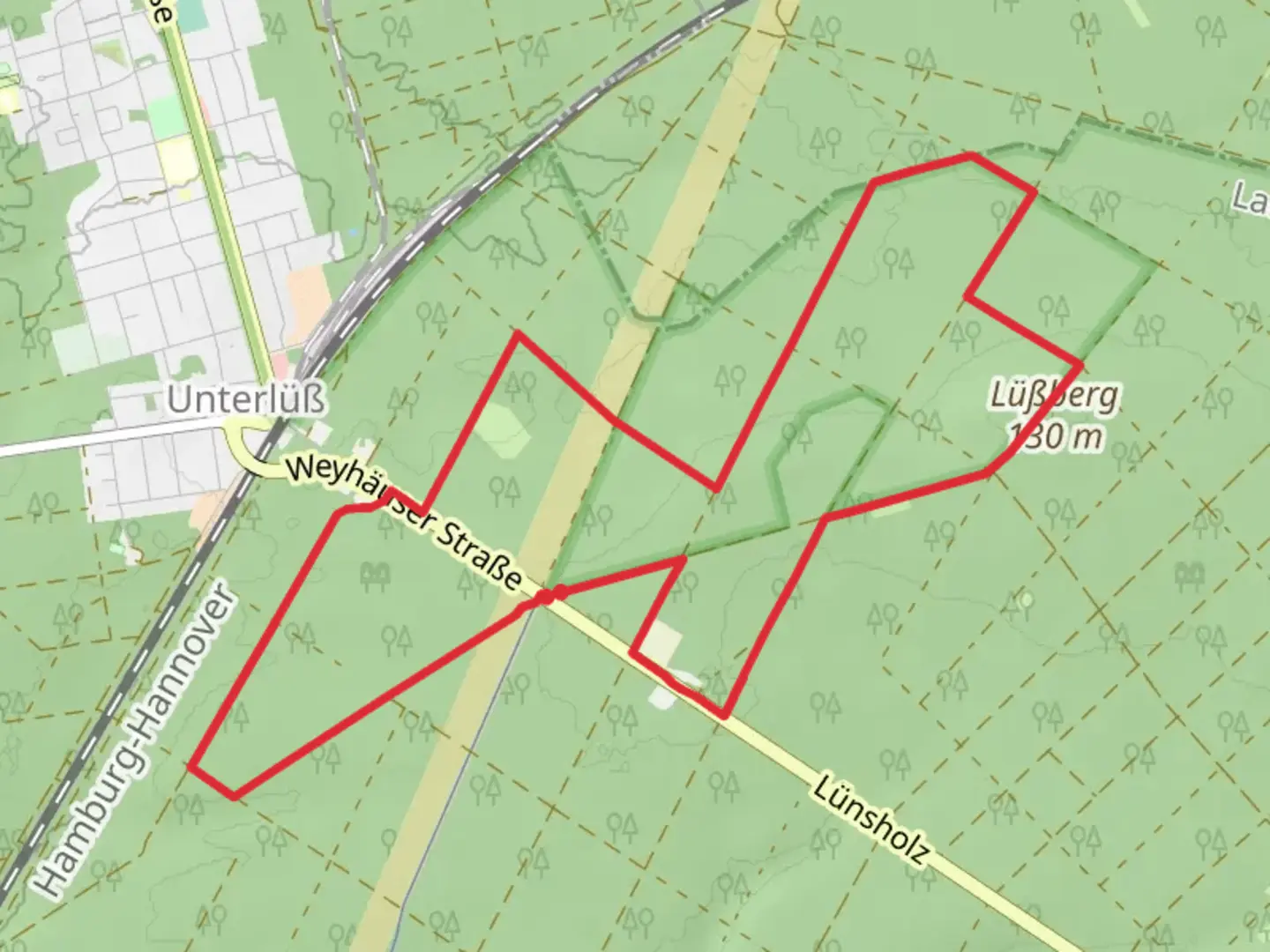 An image depicting the trail Lüßberg Circle and its surrounding area.