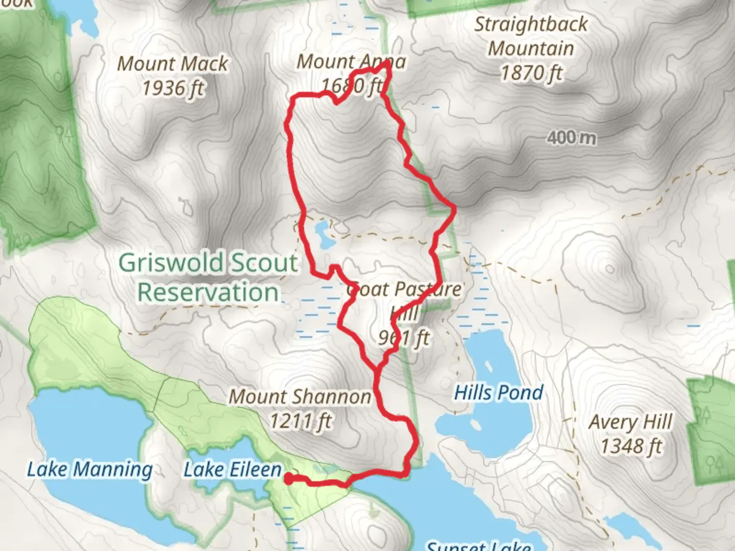 An image depicting the trail Goat Pasture and Mount Anna Loop and its surrounding area.