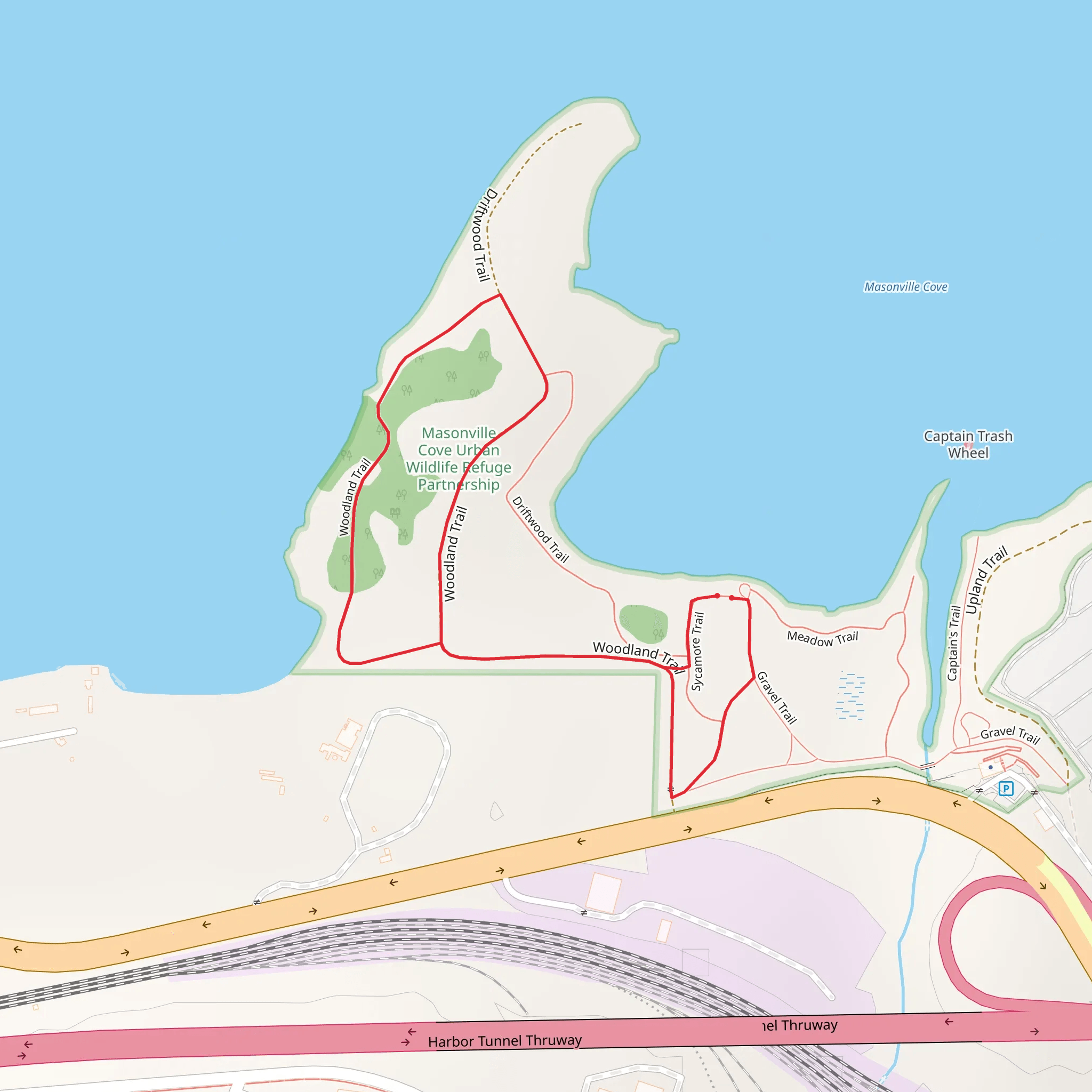 Woodland Trail and Sycamore Trail mobile static map