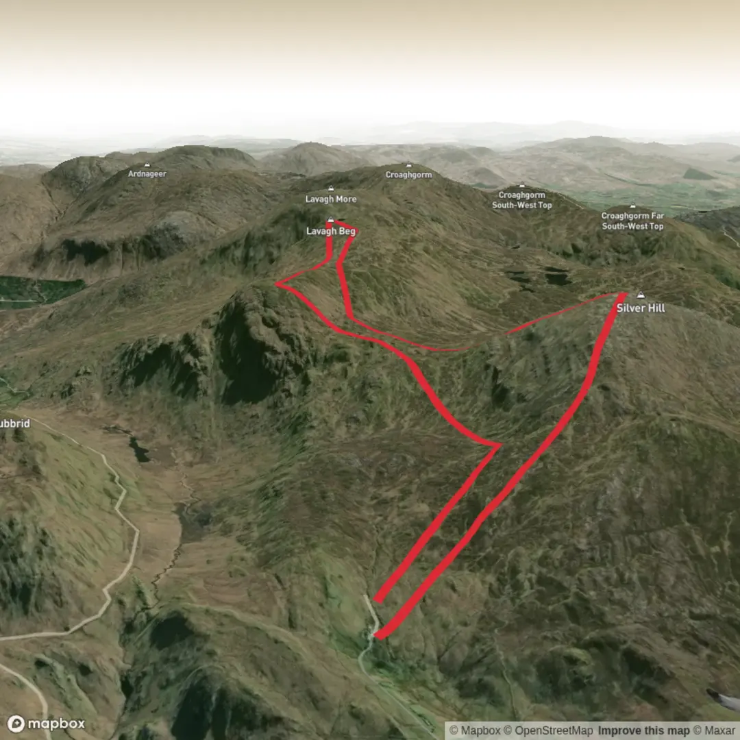 An image depicting the trail Silver Hill & Lavagh Beg and its surrounding area.