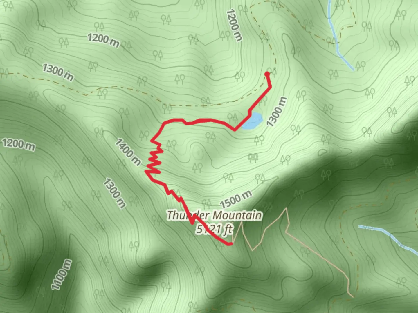 An image depicting the trail Thunder Mountain via Skookum Lake Trail and its surrounding area.