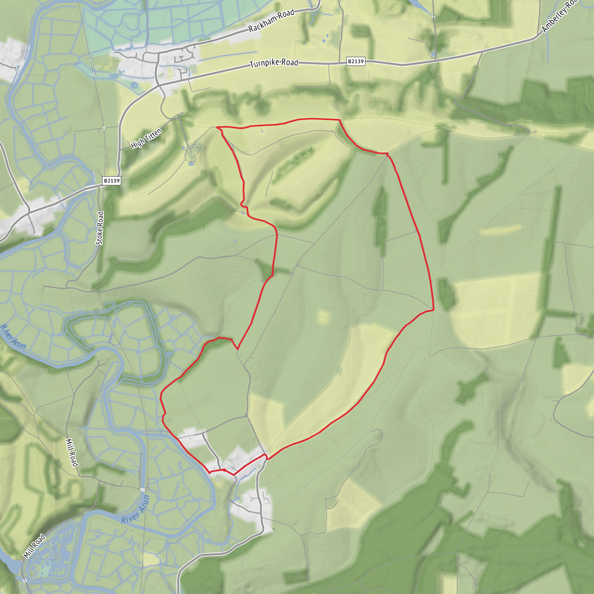 Wepham Down, Amberley Mount and South Downs Loop mobile static map