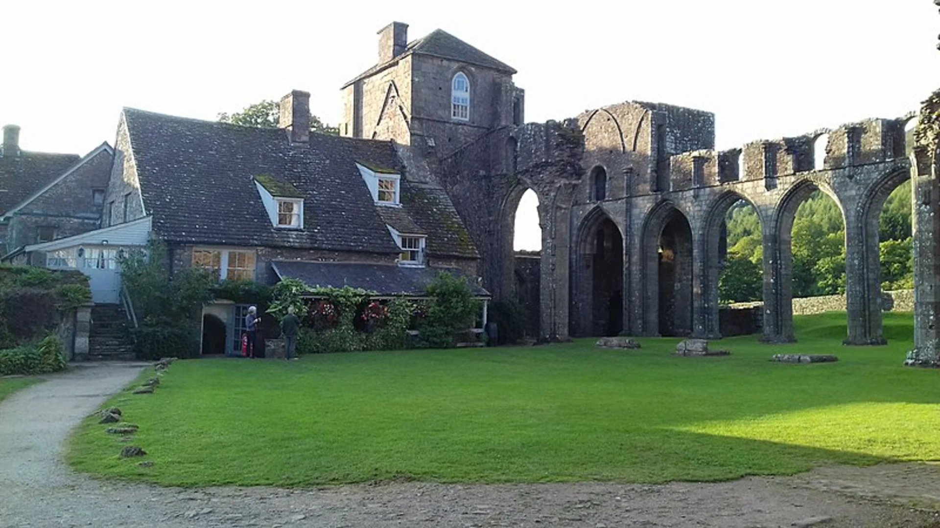 An image depicting the trail Cwmyoy and Hatterrall Hill from Llanthony Priory and its surrounding area.