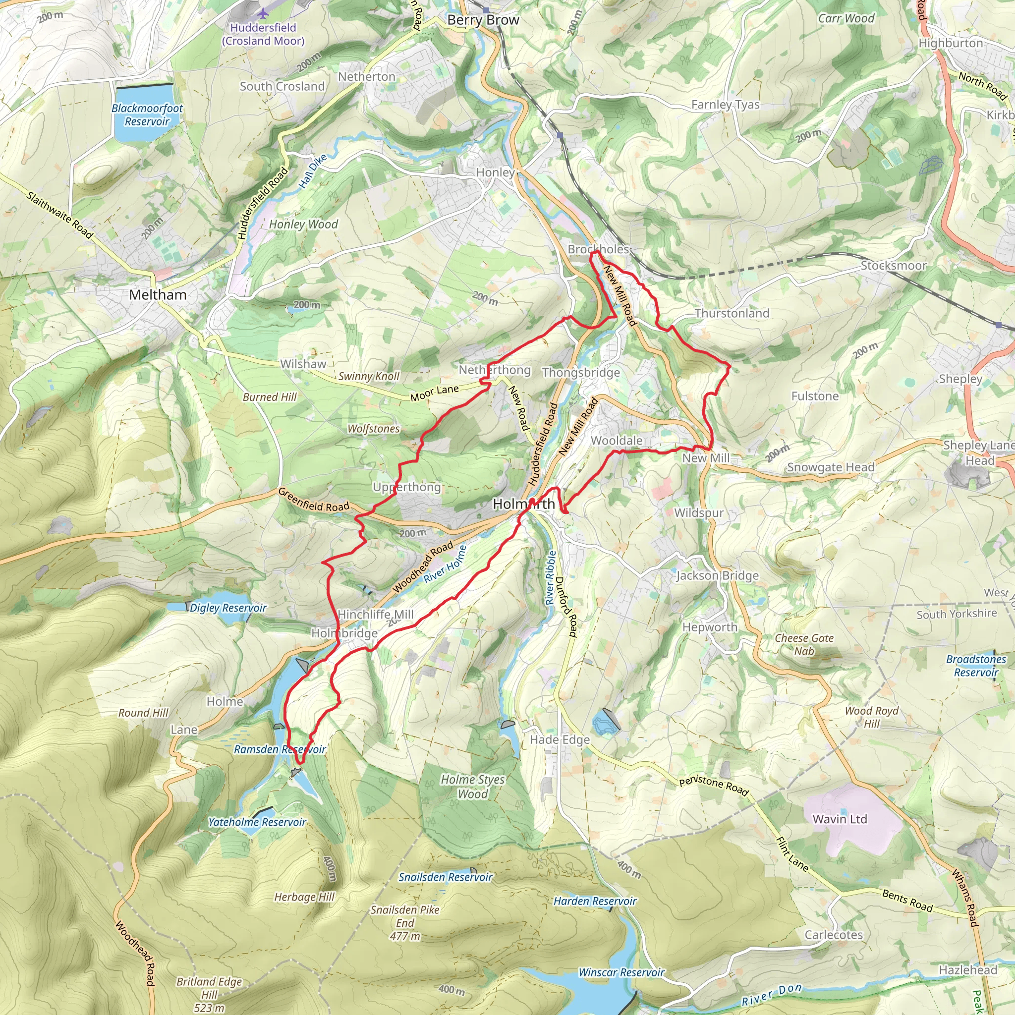 Holmfirth - Holmbridge - Upperthong - Netherthong - Brockholes and New