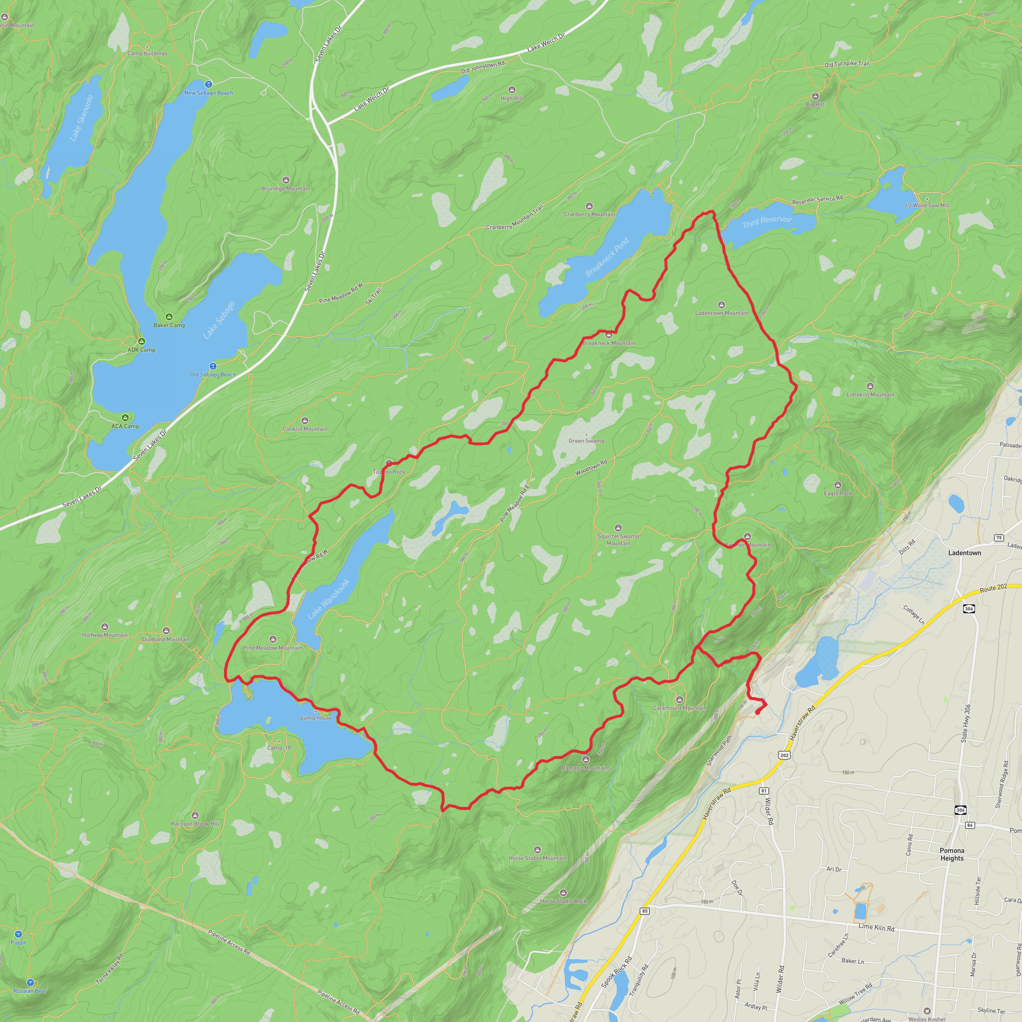 Tuxedo Rock, Breakneck Mountain and Panther Mountain Loop mobile static map