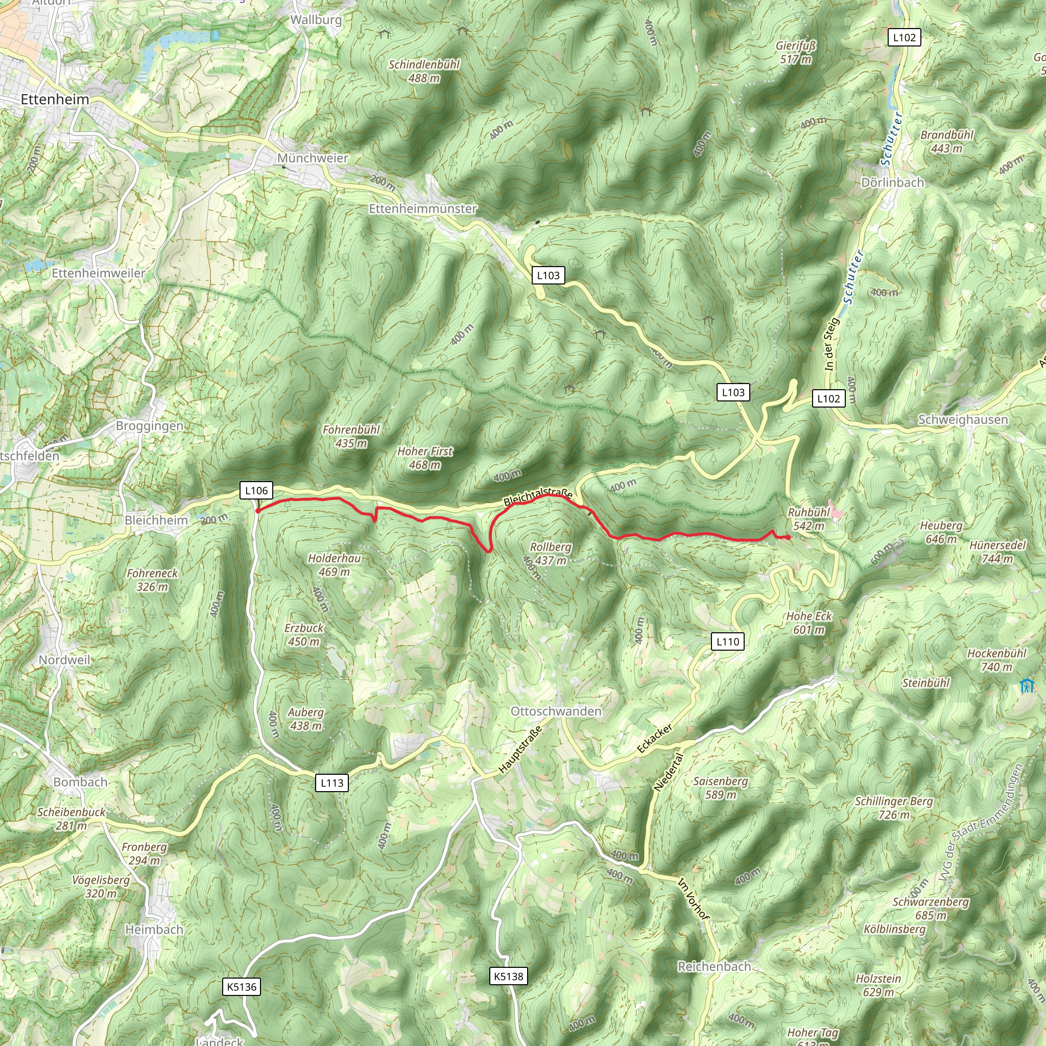 Rückhaltebecken Bleichtal to Ruhbühl via Bleichtal to Ruhbühl mobile static map