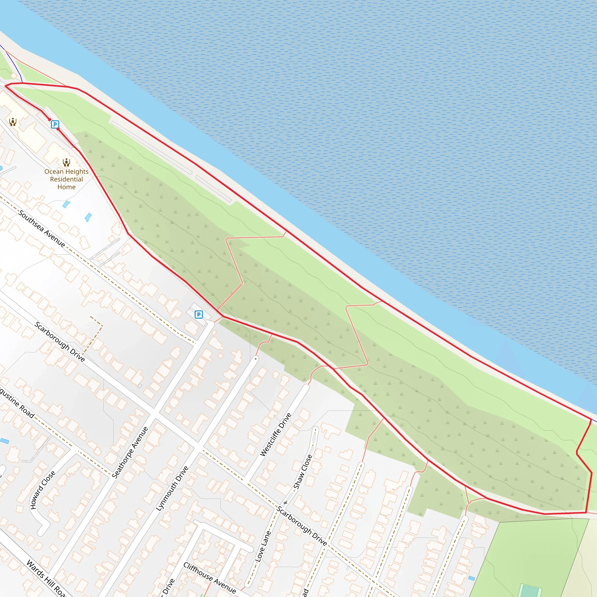 Minster Beach Path Loop mobile static map